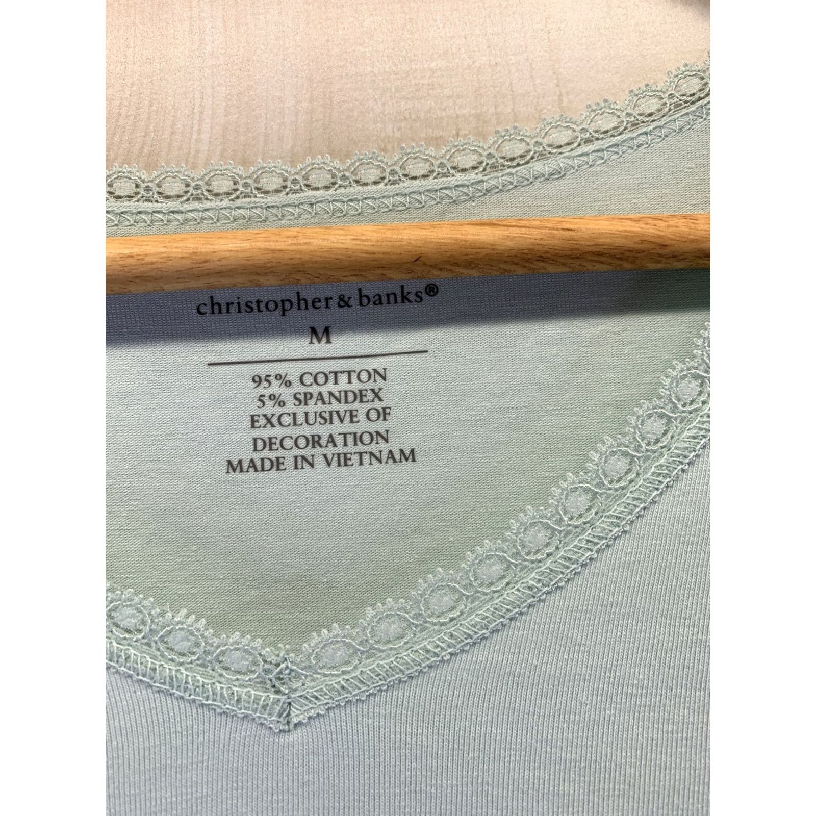 Vintage Christopher & Banks Womens 3/4 Sleeve Lace Collar V Neck Shirt Sz M Womens Size M / US 6-8 / IT 42-44 - 4 Thumbnail