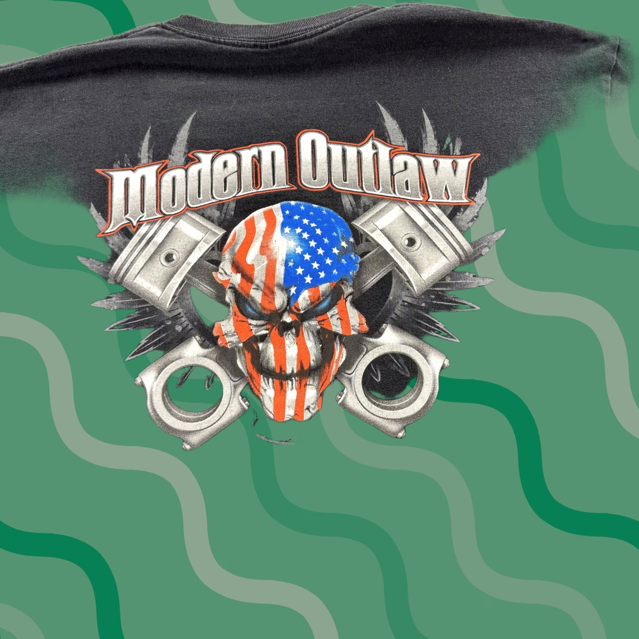 Vintage VINTAGE Modern Outlaw Shirt Mens XL American Flag Skull Piston Graphic Tee Patriotic Mot Size US XL / EU 56 / 4 - 1 Thumbnail