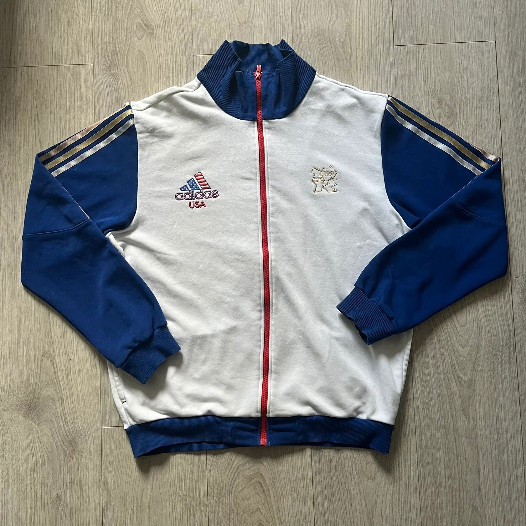 Adidas Adidas USA Olympic London 2012 Track Jacket Size US L / EU 52-54 / 3 - 1 Thumbnail