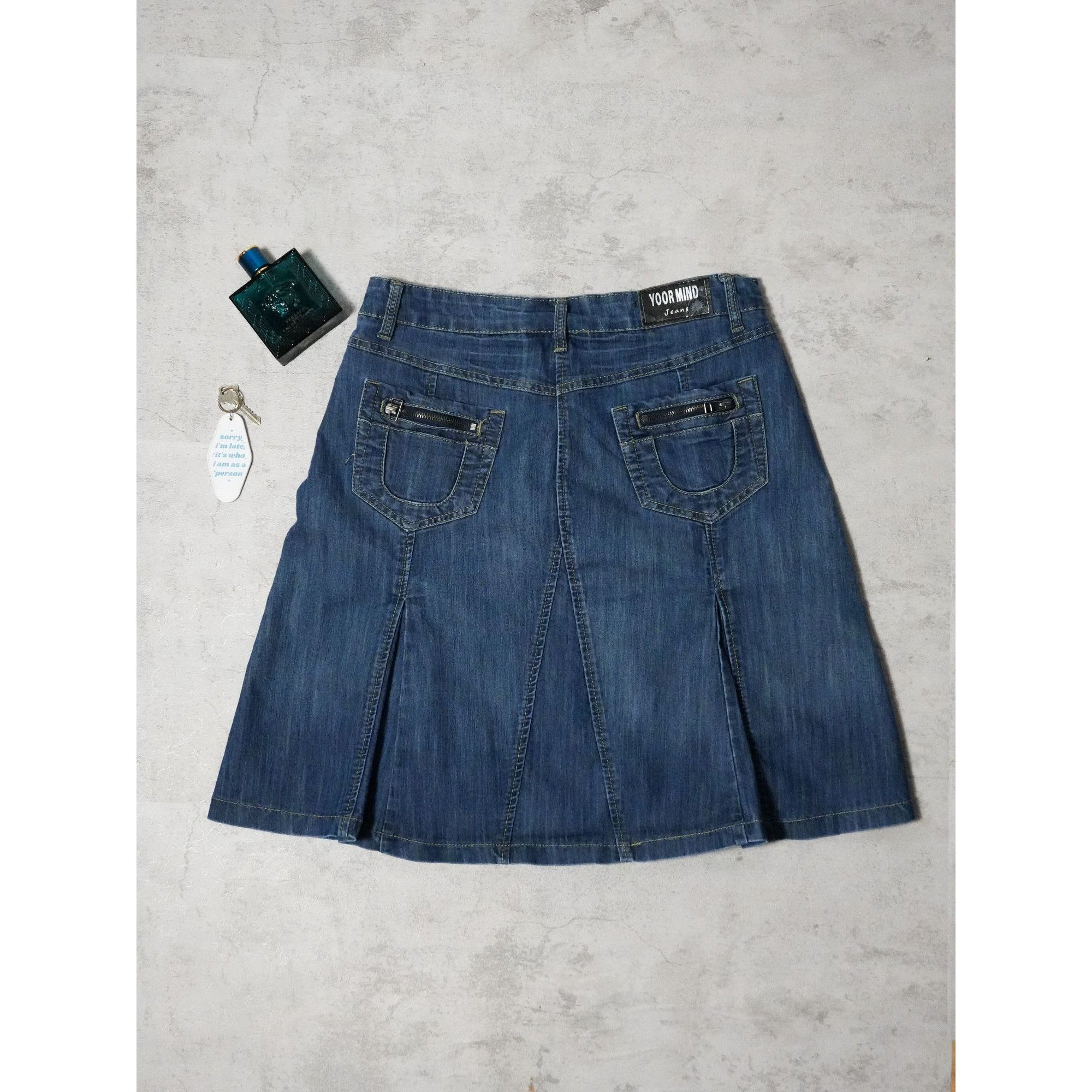 Other Y2k Your Mind Ruffled Denim Jeans Skirt Size 32" / US 10 / IT 46 - 2 Thumbnail