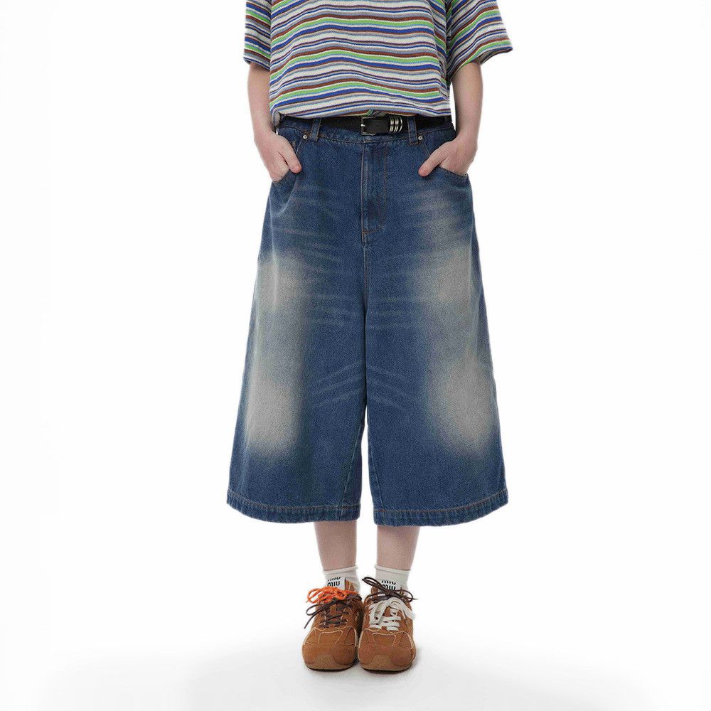 Japanese Brand × Jean Men's loose straight cargo contrast denim shorts Size US 32 / EU 48 - 1 Thumbnail
