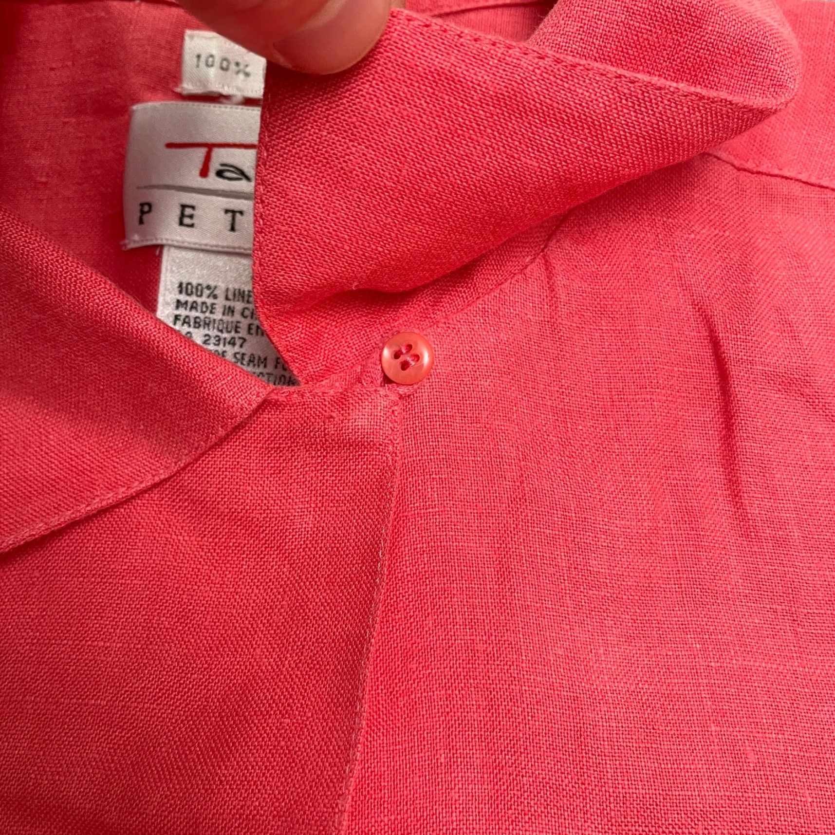 Talbots Talbots Shirt Womens 4P Petites Linen Button-Up Orange Short Sleeve Casual Classic 90s? Size S / US 4 / IT 40 - 5 Thumbnail