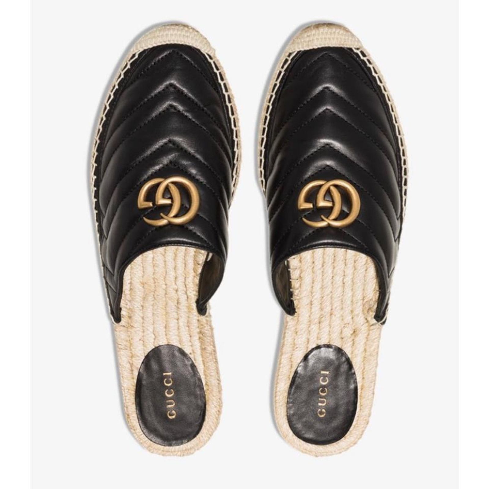 Gucci Pilar Marmont GG logo quilted espadrilles mules slippers Size US 7 / IT 37 - 3 Thumbnail