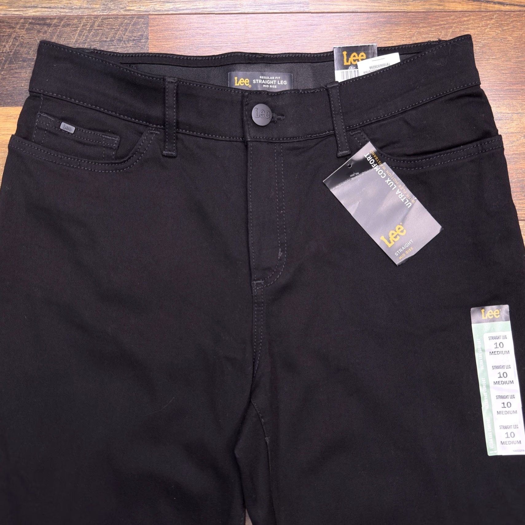 Lee Lee Jeans Womens 10 Medium Black Regular Straight Stretch Mid Rise 5-Pocket Denim NWT Size 32" / US 10 / IT 46 - 2 Thumbnail
