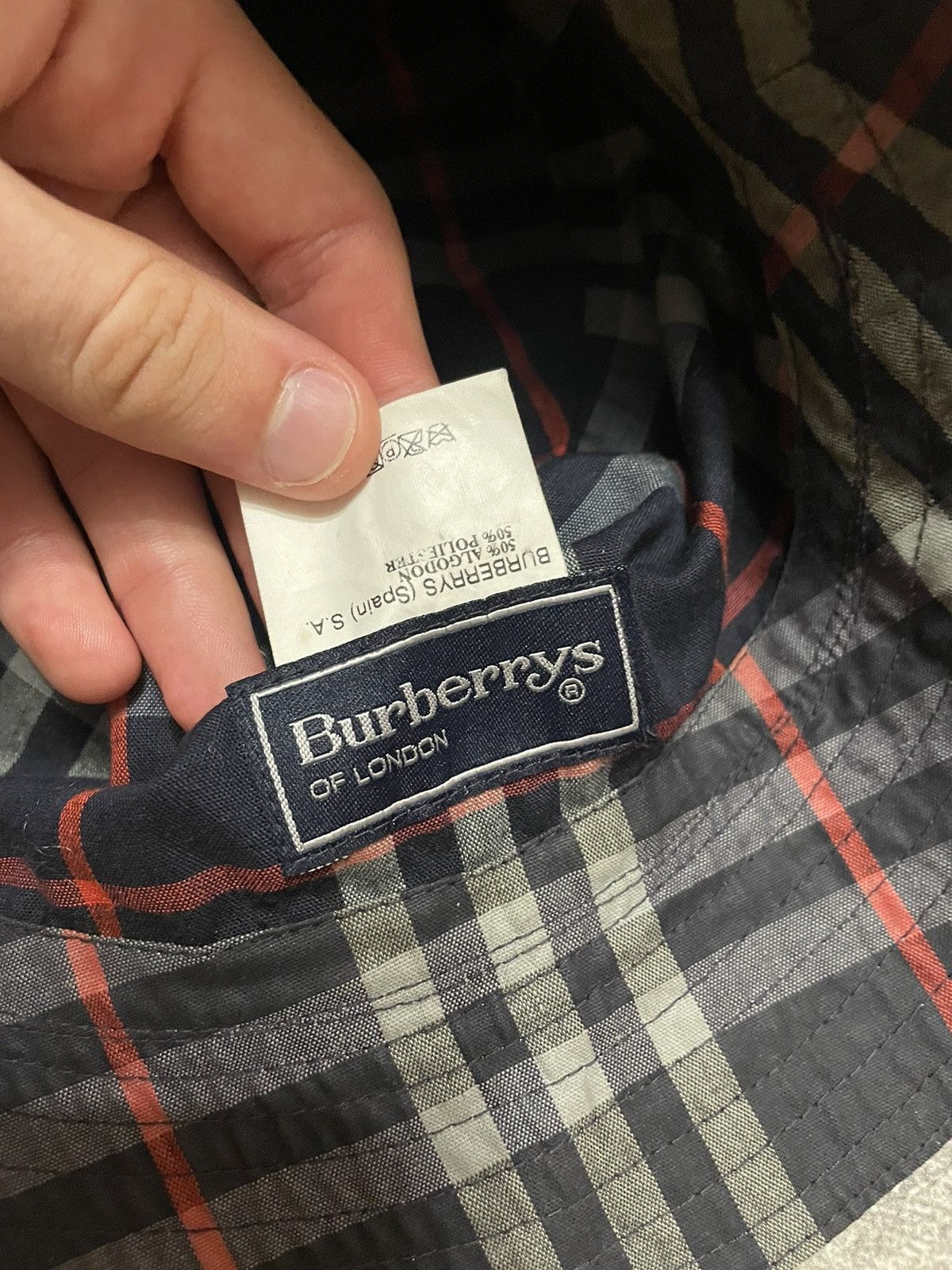Vintage Burberrys logo bucket hat cotton panama