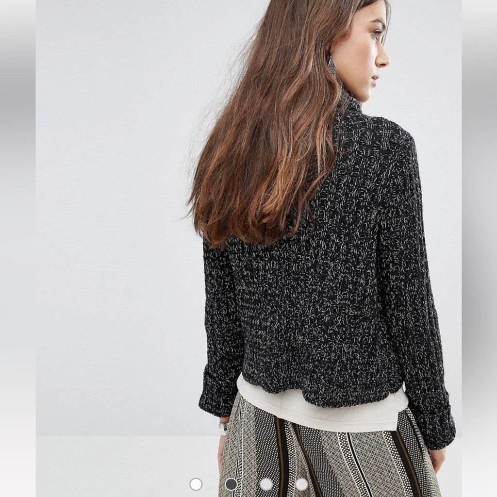 Free People Free People Black Marled Twisted Cable Knit Jumper Size M Size M / US 6-8 / IT 42-44 - 3 Thumbnail