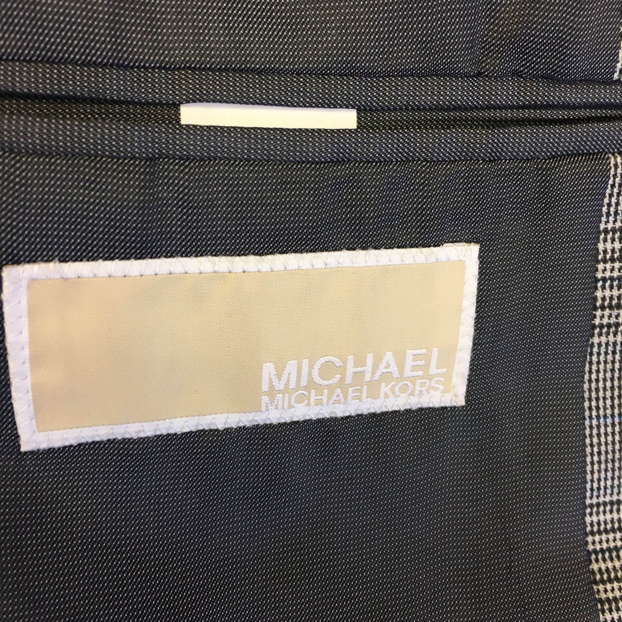 Michael Kors Vtg Michael Kors Gray Sport Coat Black Blue OVERCHECK Jacket Size 44L - 3 Thumbnail