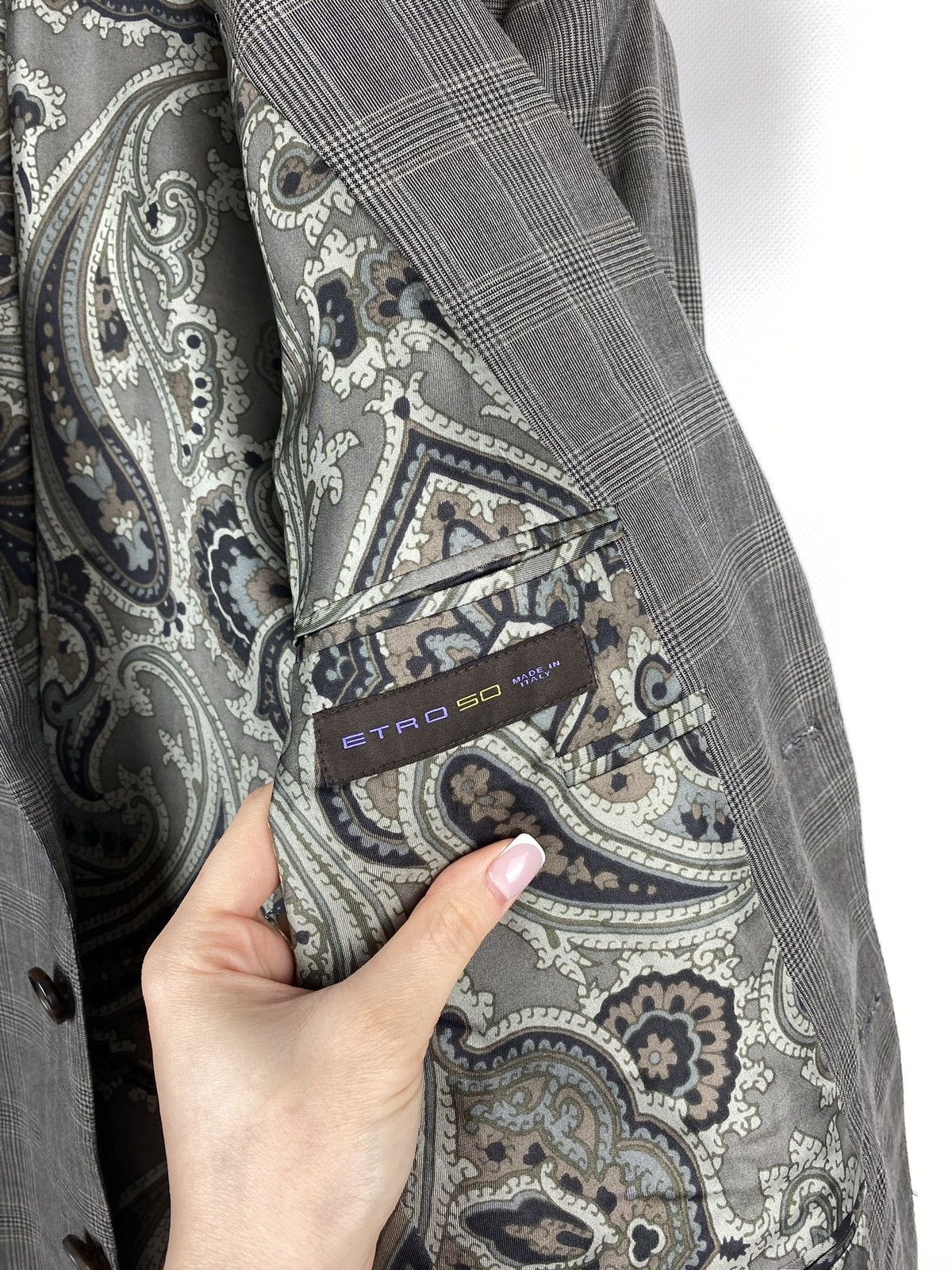 Etro Etro men’s wool checked paisley lined blazer jacket Size 40R - 20 Thumbnail