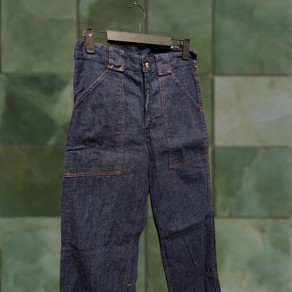 Sears VINTAGE Sears Sanforized Denim Dark Cotton Men’s Carpenter Pants Sz 28/30 zip 1960s Blue Mens Size US 30 / EU 46 - 1 Thumbnail