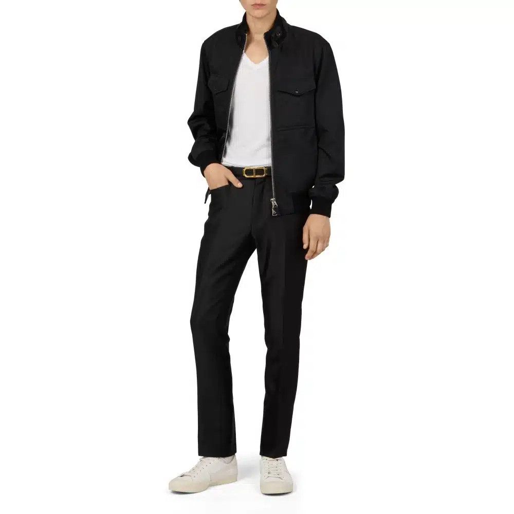Tom Ford o1loc1c0326 OBS049 Cotton Silk Twill Bomber Jacket in Black Size US L / EU 52-54 / 3 - 3 Thumbnail