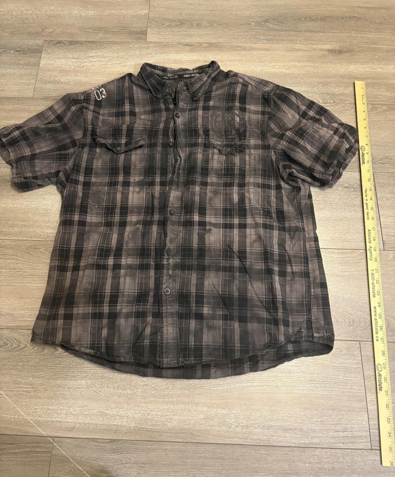 Harley Davidson Vintage Short Sleeve Button Shirt Harley Davidson Plaid 2XL Size US XXL / EU 58 / 5 - 2 Thumbnail