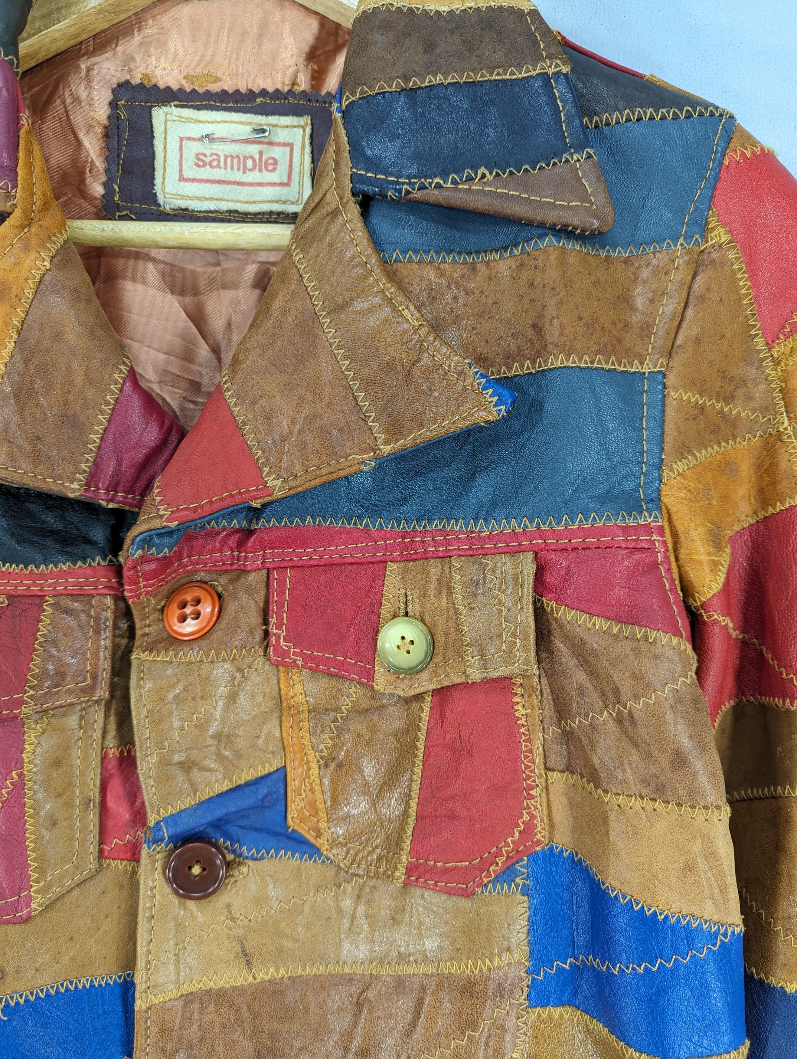 Vintage 🔥RARE🔥Vintage Unbrand Patchwork Leather Jacket Size XS / US 0-2 / IT 36-38 - 5 Thumbnail