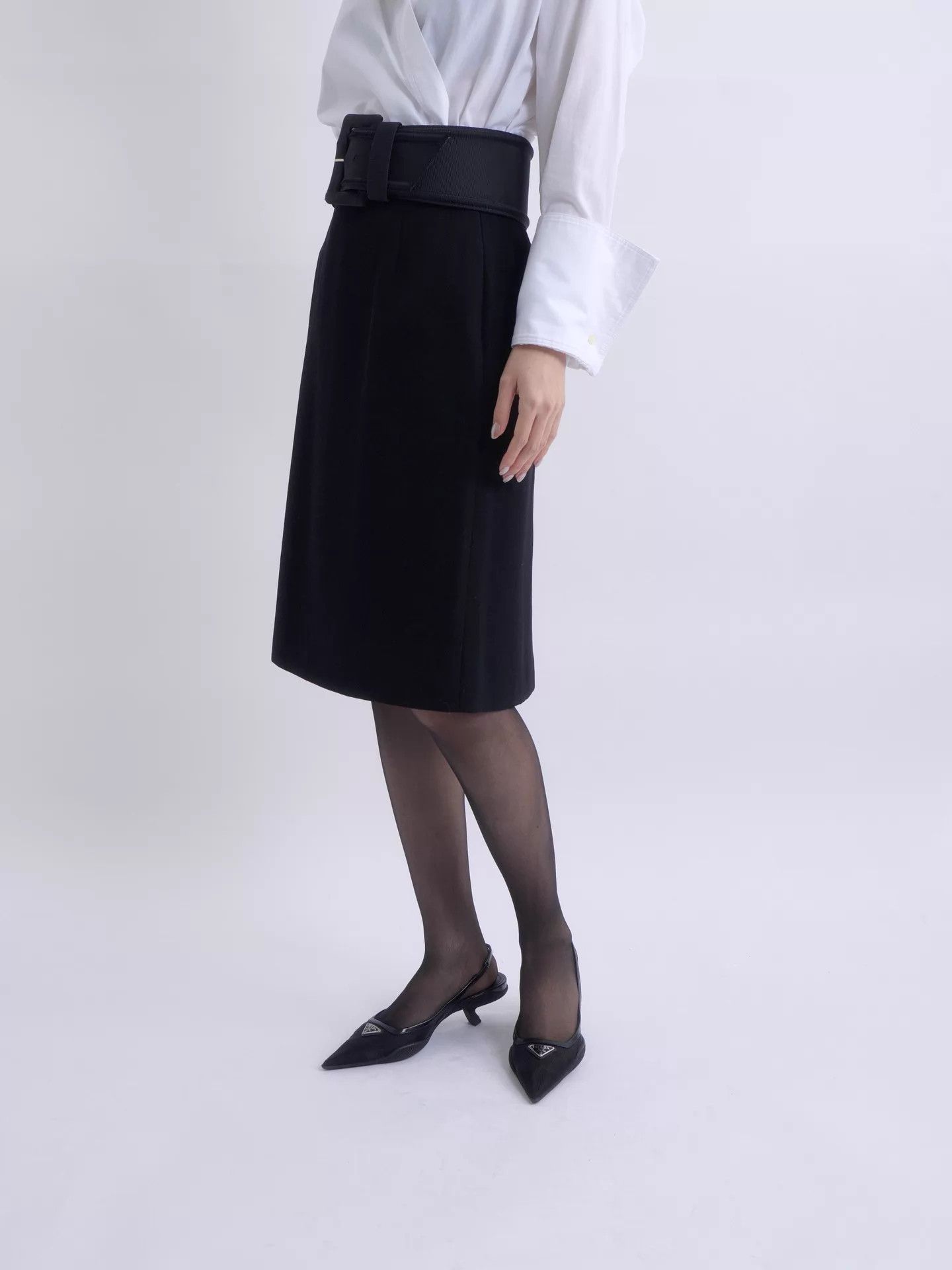 Prada PRADA 00s Black High-Waist Pencil Skirt Size 27" / US 4 / IT 40 - 2 Thumbnail
