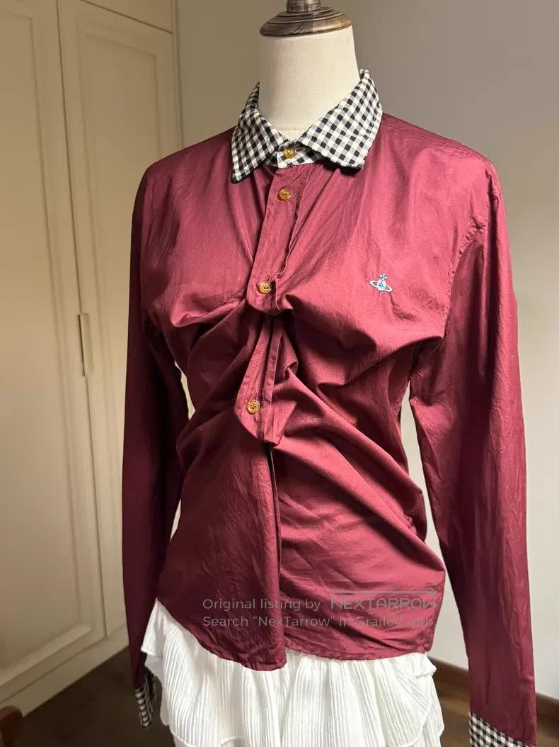 Vivienne Westwood Vivienne Westwood Burgundy checkered collar shirt Size XL / US 12-14 / IT 48-50 - 1 Thumbnail