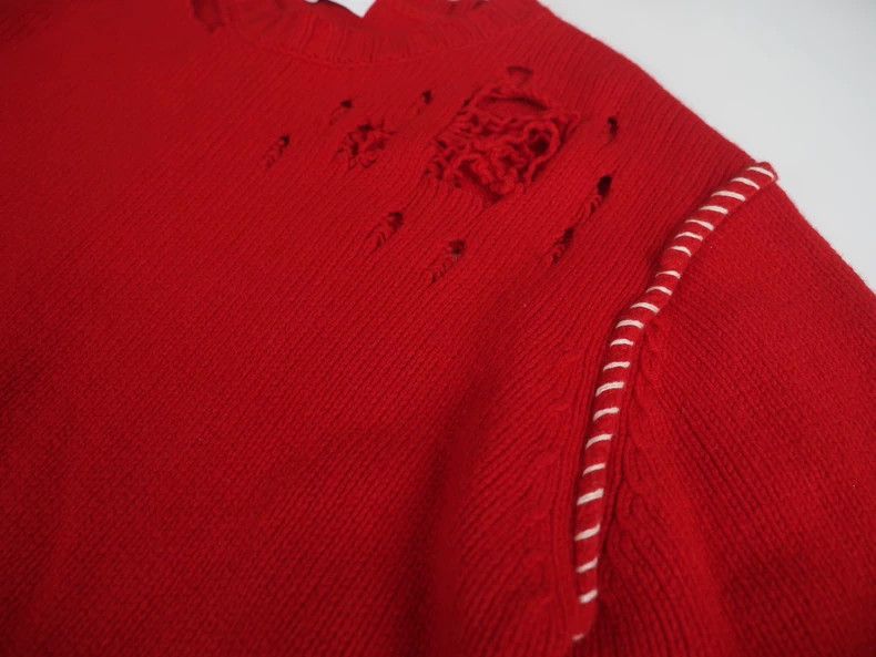 Ambush Design AMBUSH Red Ripped Knit Sweater 2503-Nextarrow Size US M / EU 48-50 / 2 - 3 Thumbnail