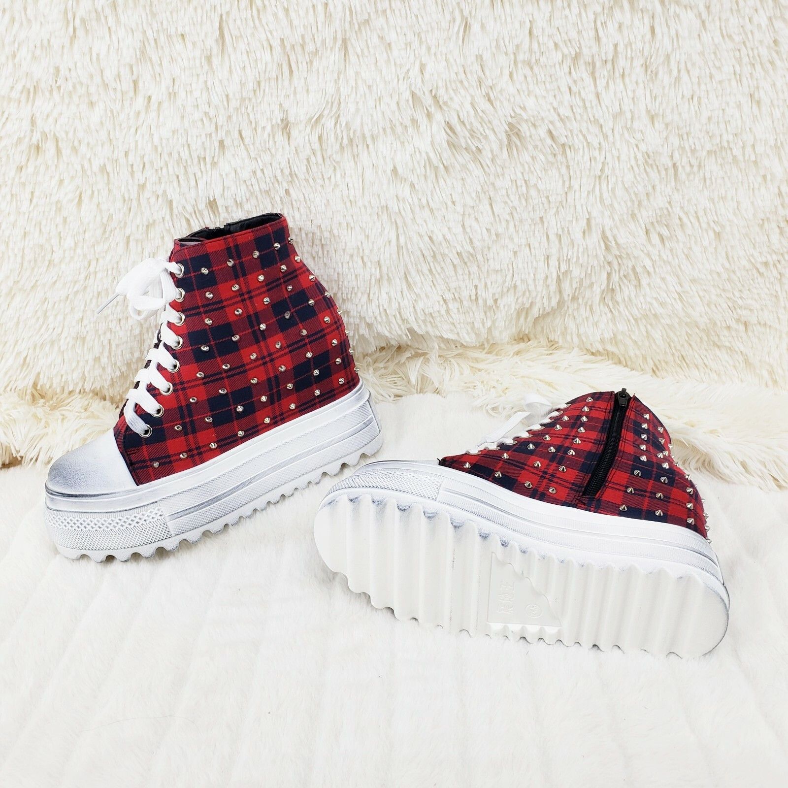 Alexander Wang Wang Cherry Bomb Platform Sneaker Boots Hidden Wedge Red Nav Size US 6 / IT 36 - 2 Thumbnail