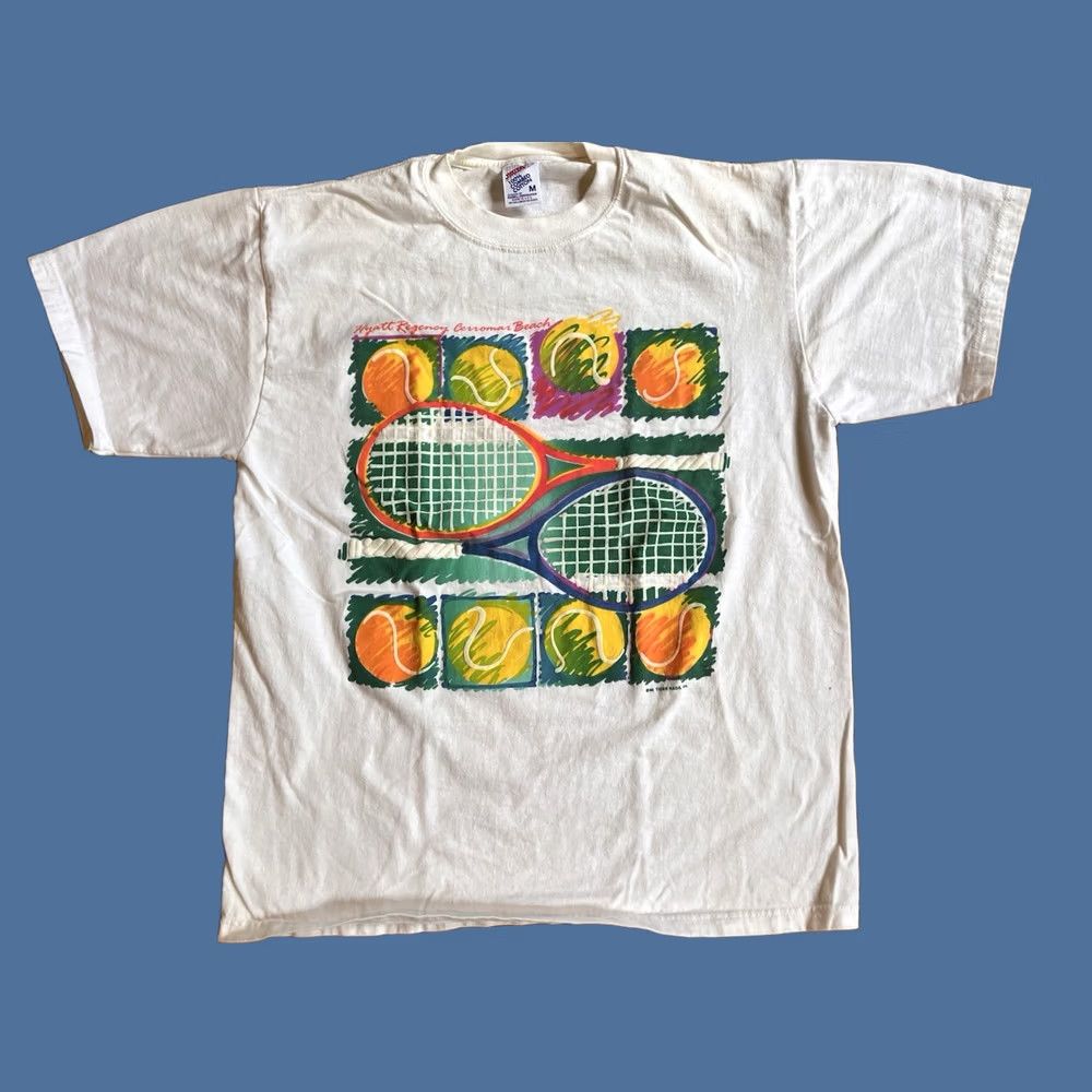 Jerzees VINTAGE Hyatt Regency Cerromar Beach Puerto Rico Tennis Shirt Men’s M White 90s Nike Shirt Mens M White 90s Tennis Shirt Size US M / EU 48-50 / 2 - 1 Thumbnail