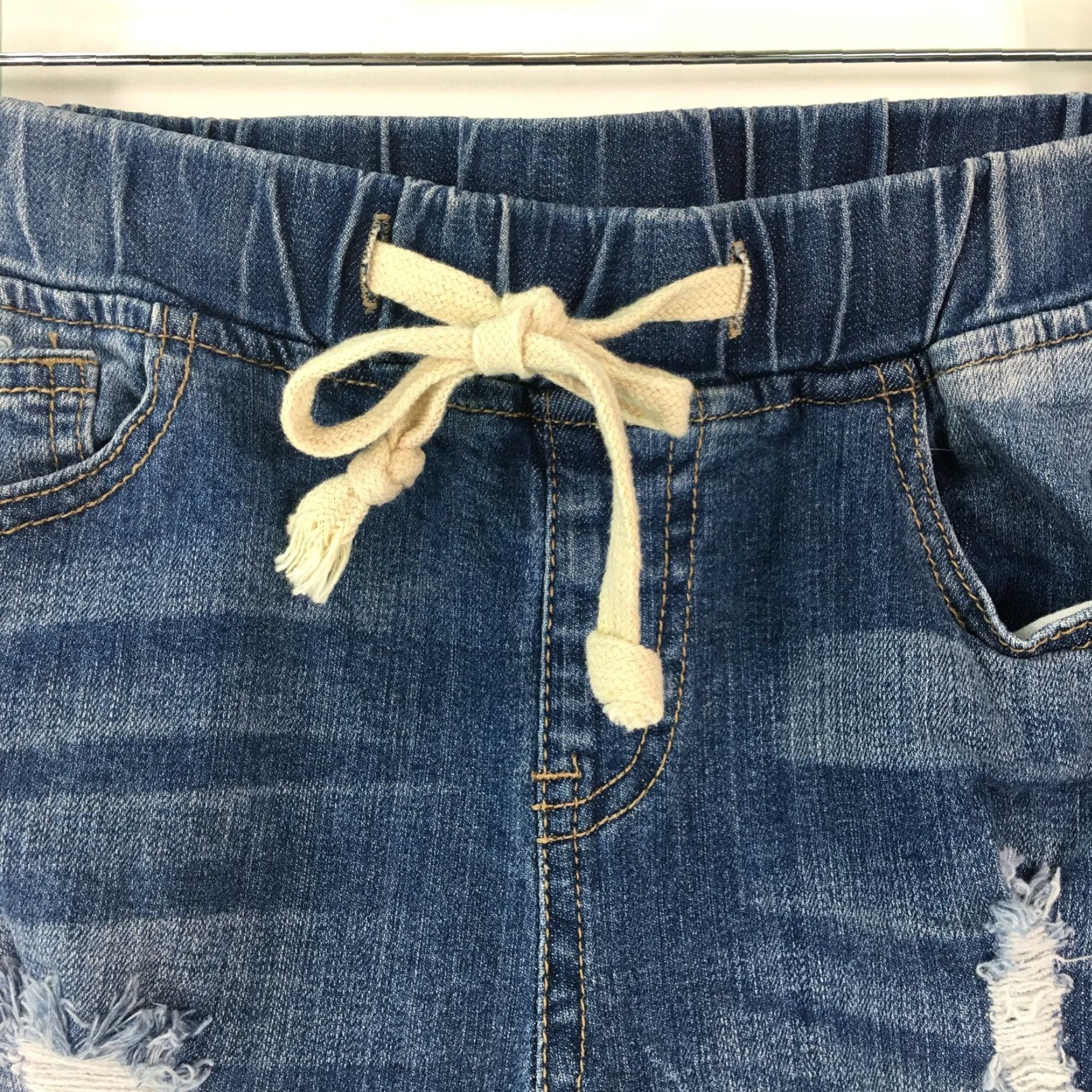 Denime AB Women's Regular Tie Distressed Skinny Blue Denim Jeans Shirt? Size 28" / US 6 / IT 42 - 6 Thumbnail