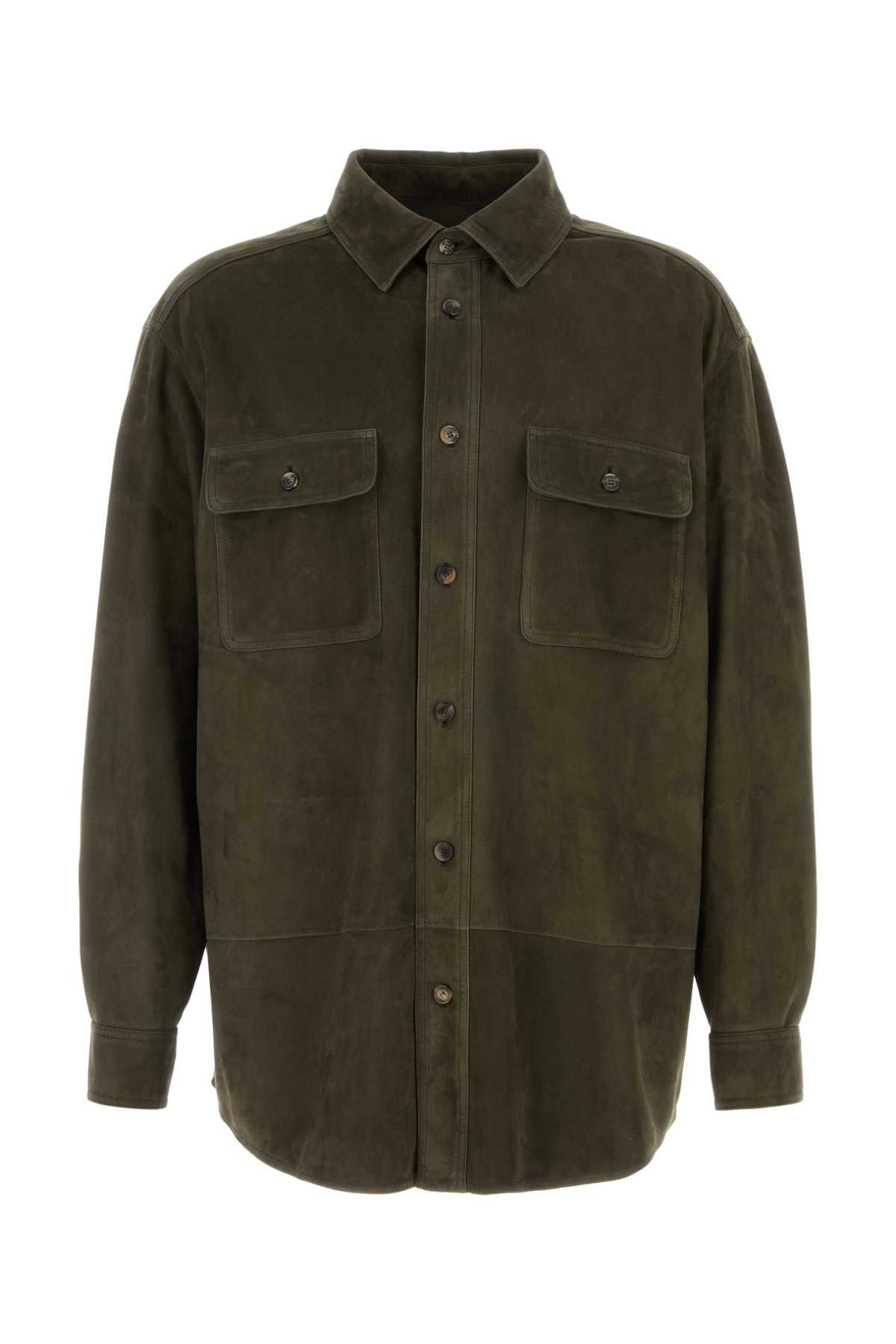 Loewe Khaki Suede Shirt Size US XL / EU 56 / 4 - 1 Thumbnail