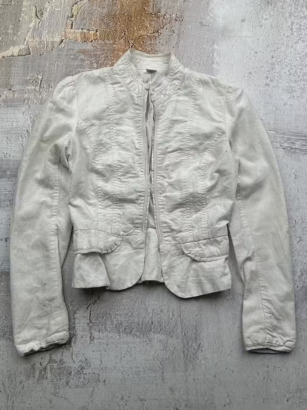 image of Avant Garde x Vintage Cropped Jacket in White, Women's (Size XS)