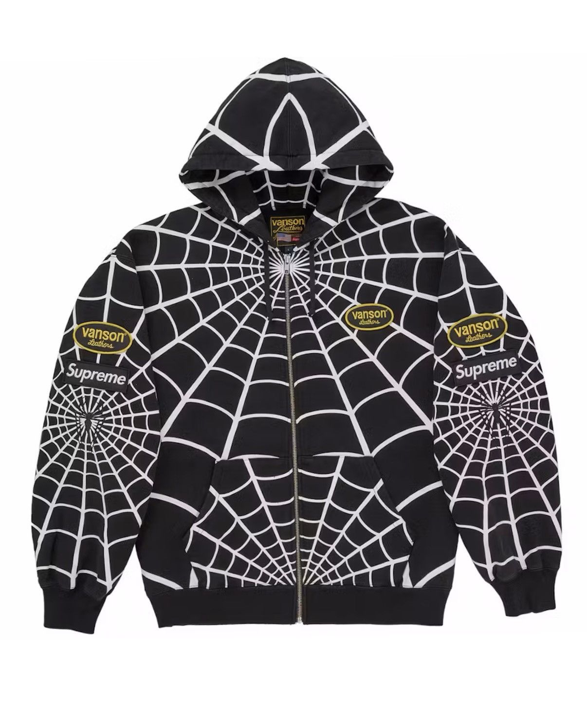 Supreme SS25 Supreme Leather Appliqué Zip Up Hooded Sweatshirt