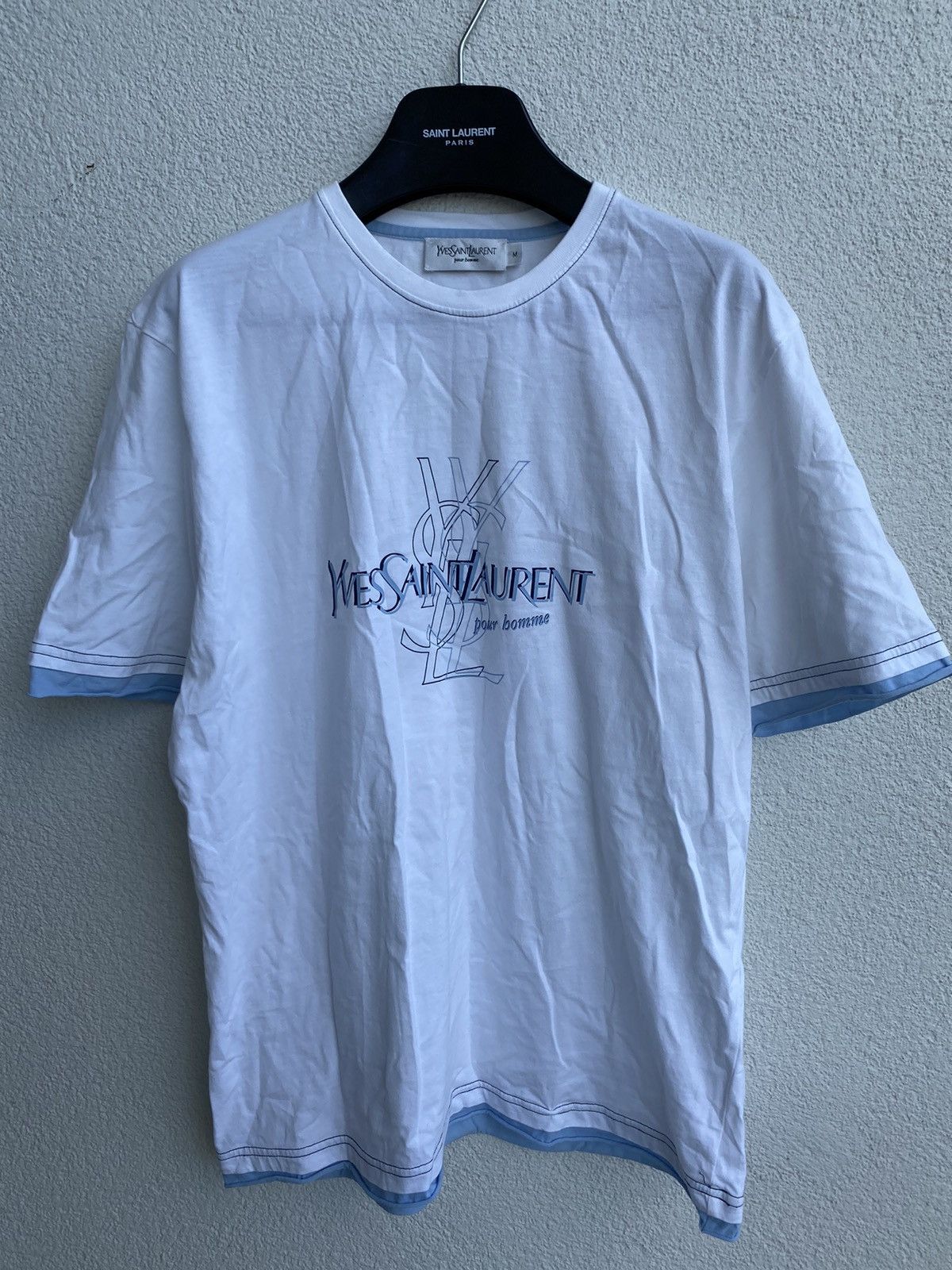 Yves Saint Laurent White YSL T-shirt Big Logo Summer YSL Shirt Size US M / EU 48-50 / 2 - 16 Thumbnail