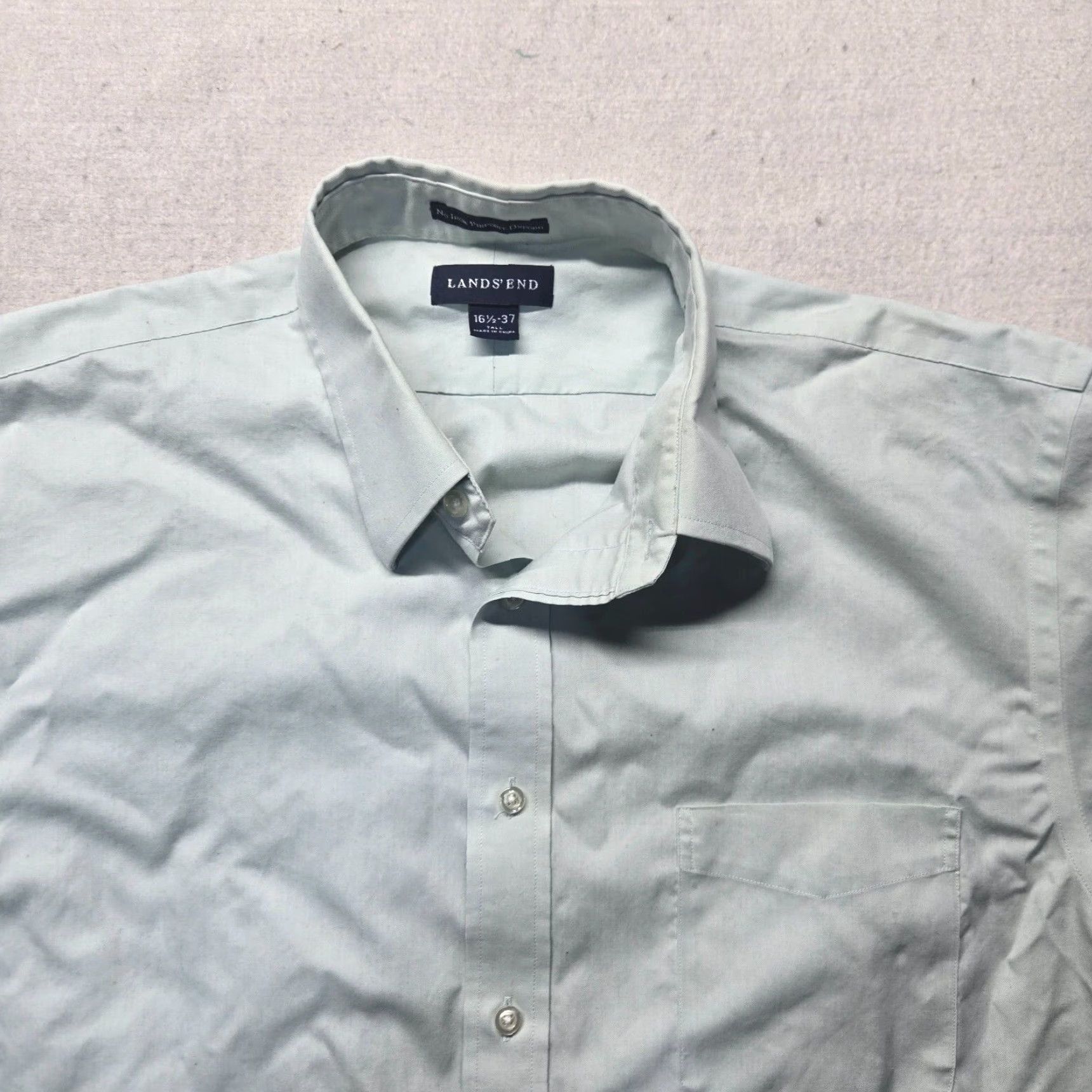 Lands' End Lands' End Men's Button-Up Shirt Long Sleeve Solid Blue Size 16.5 Big & Tall Business Casual Size US L / EU 52-54 / 3 - 2 Thumbnail