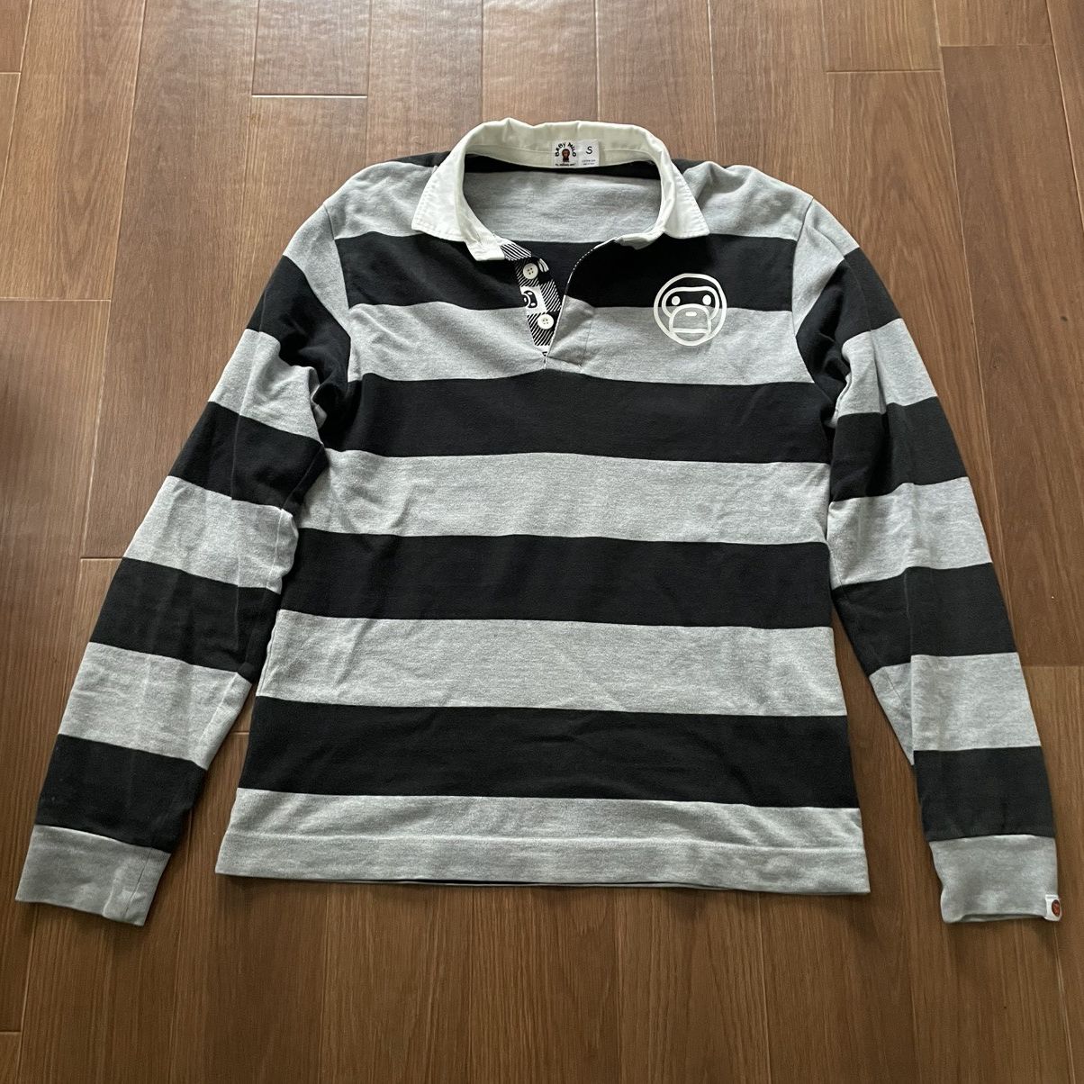 Bape Bape milo gray striped polos Size US S / EU 44-46 / 1 - 1 Thumbnail