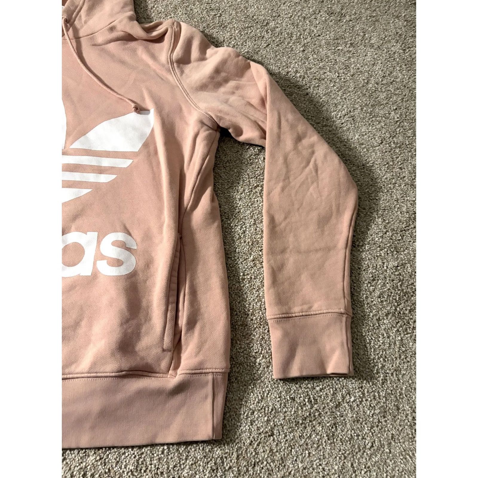 Adidas Adidas Originals Hoodie Womens Small Pink Trefoil Logo Pullover Sweatshirt Size S / US 4 / IT 40 - 4 Thumbnail