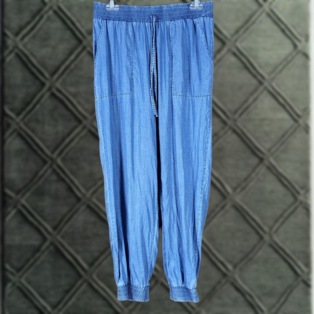 Vintage Hem & Thread Womens Blue Jogger Pants Size M Elastic Waist Pockets Size 32" / US 10 / IT 46 - 1 Thumbnail