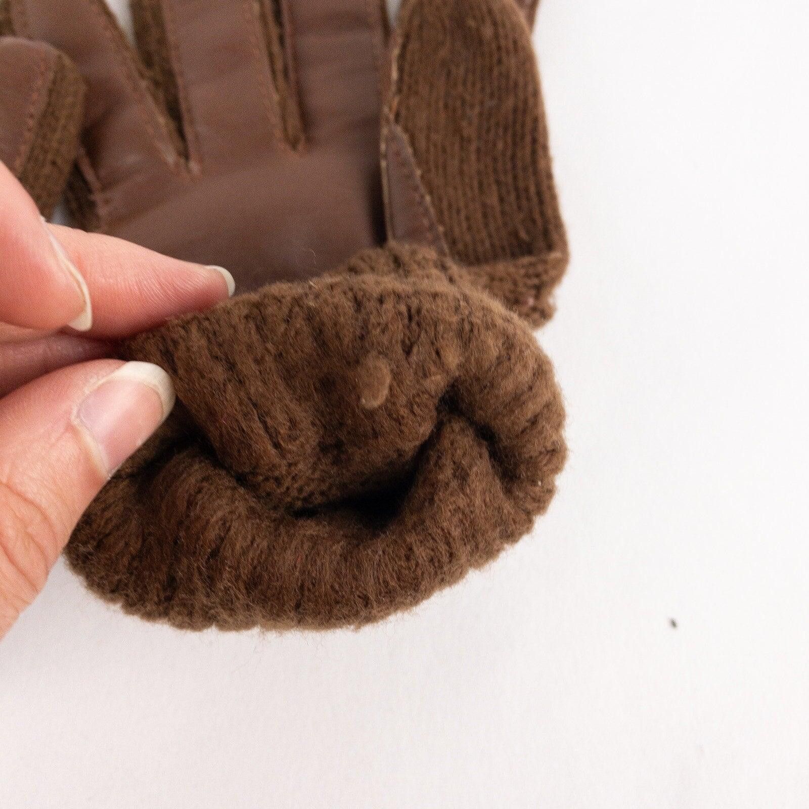 Arts & Science Aris Vintage Brown Knit Fabric Vinyl Gloves Womens One Size Size ONE SIZE - 7 Thumbnail