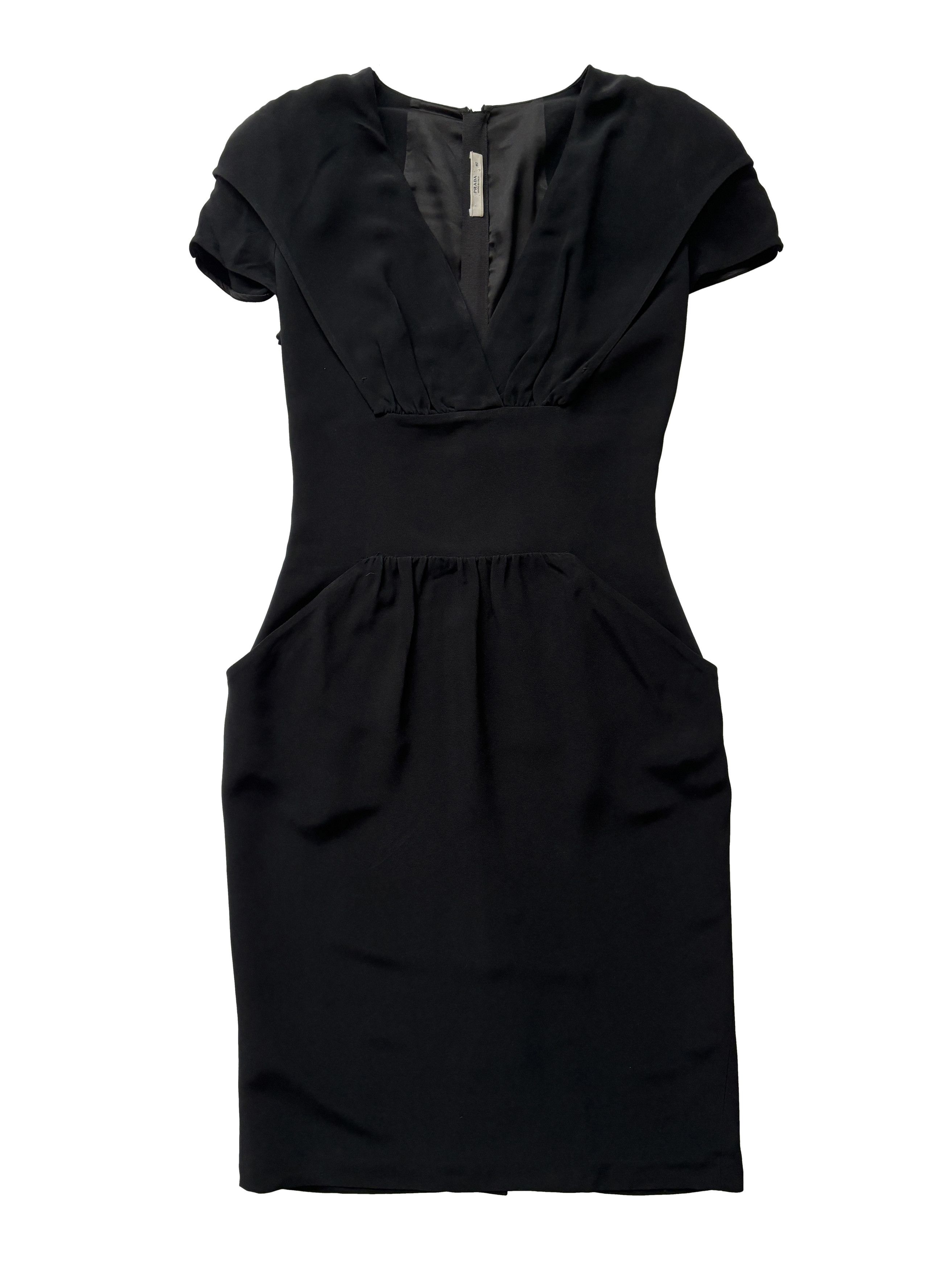 Prada ⚡️QUICK SALE⚡️Prada Black Cap Sleeve Dress with Pockets Size S / US 4 / IT 40 - 1 Thumbnail