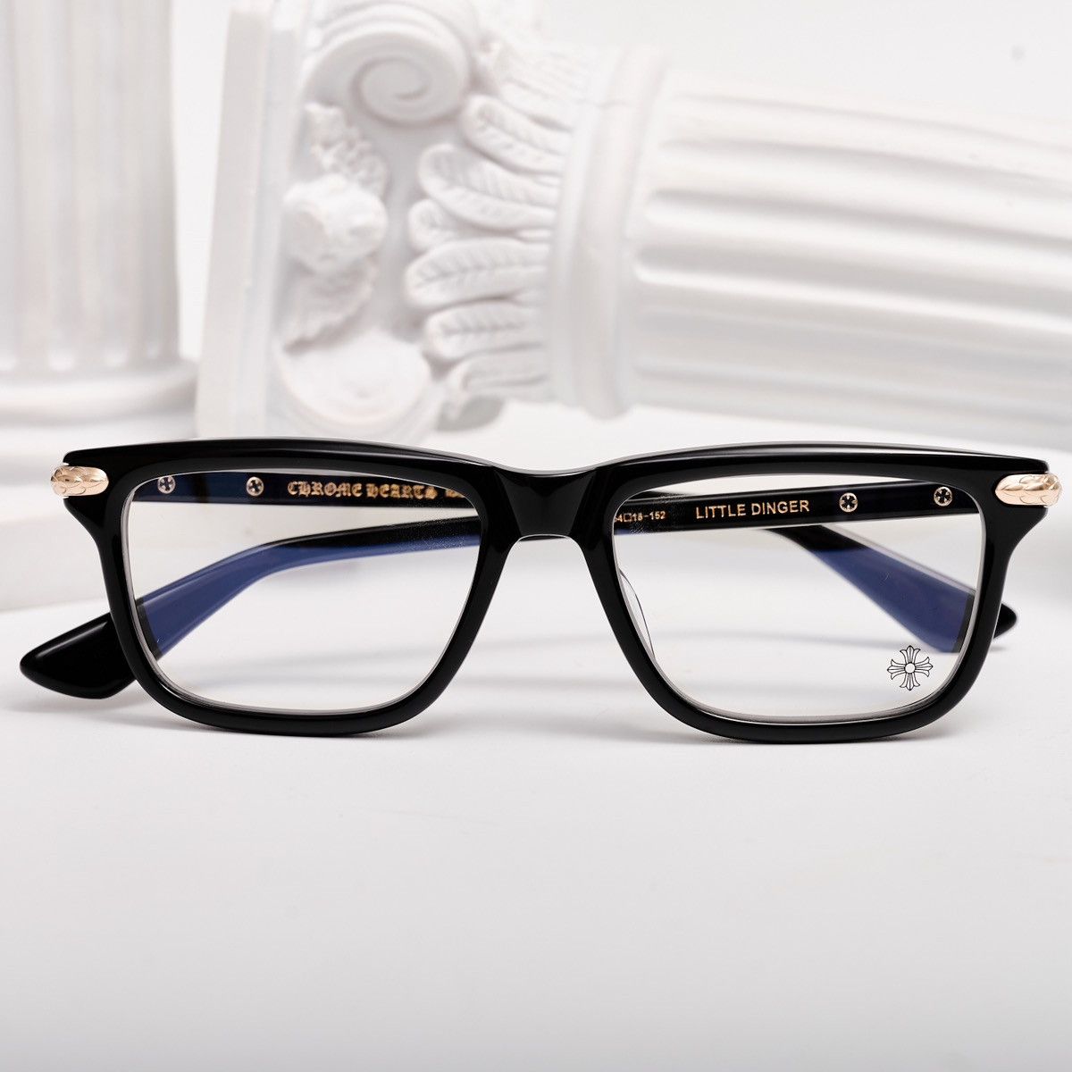 Chrome Hearts CHROME HEARTS LITTLE DINGER BLACK/18KGP GLASSES Size ONE SIZE - 6 Thumbnail
