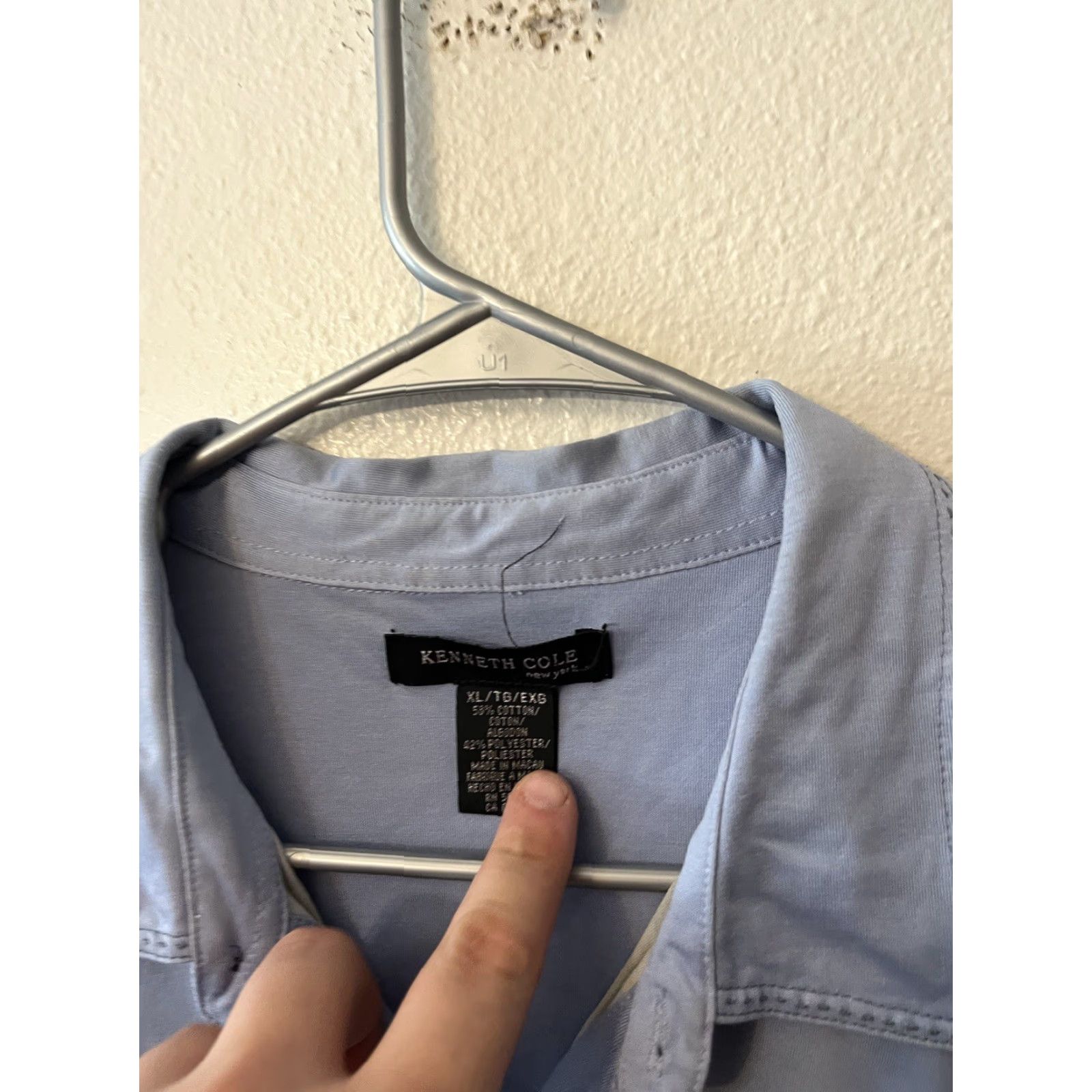Kenneth Cole Kenneth Cole Men's Blue Shirt Short Sleeve XL Cotton Polyester Button-Up Shirt Size US XL / EU 56 / 4 - 3 Thumbnail