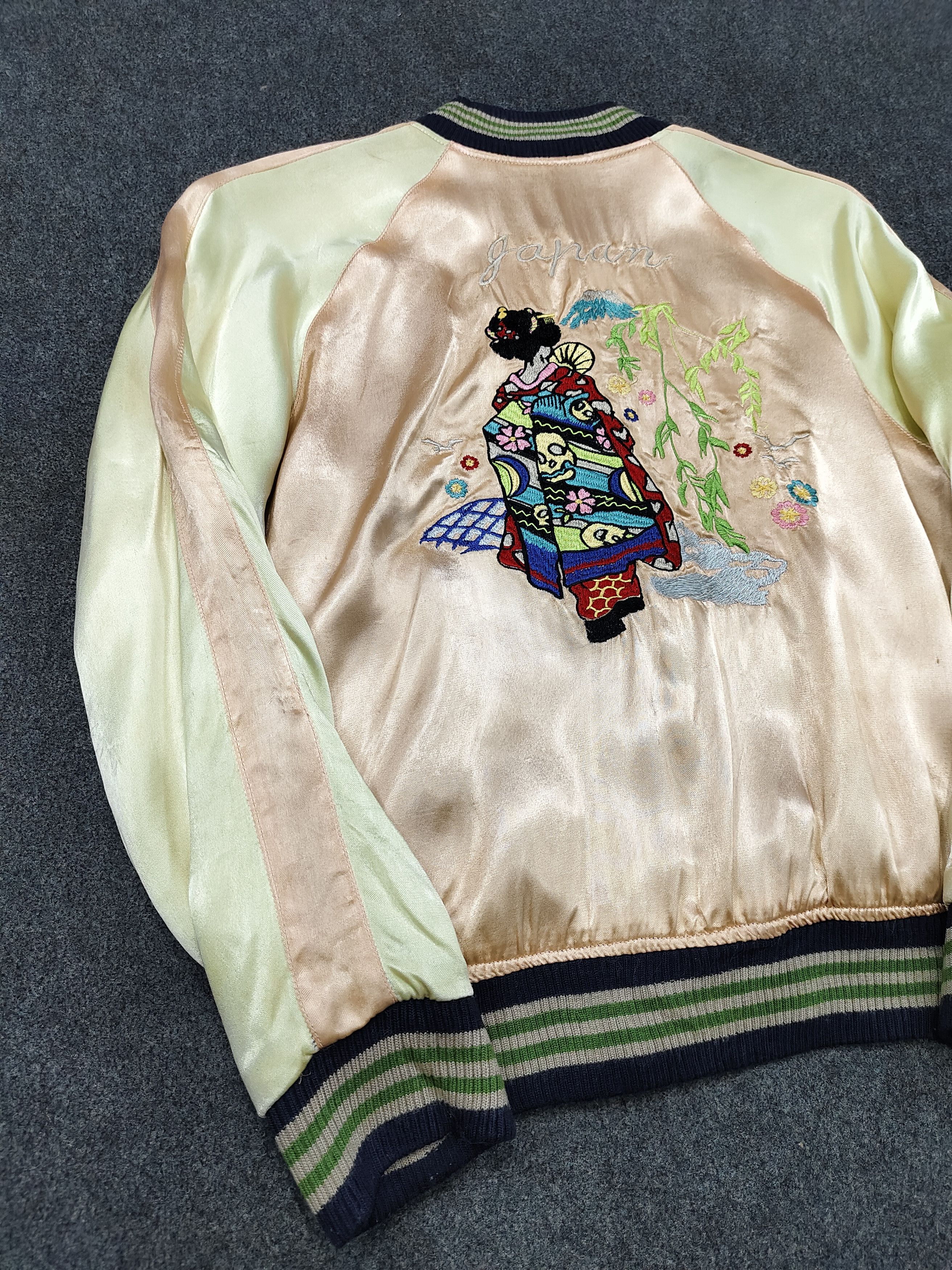 Japanese Brand 🇯🇵 Vtg Geisha Embroidered Rayon Reversible Sukajan Size US S / EU 44-46 / 1 - 4 Thumbnail