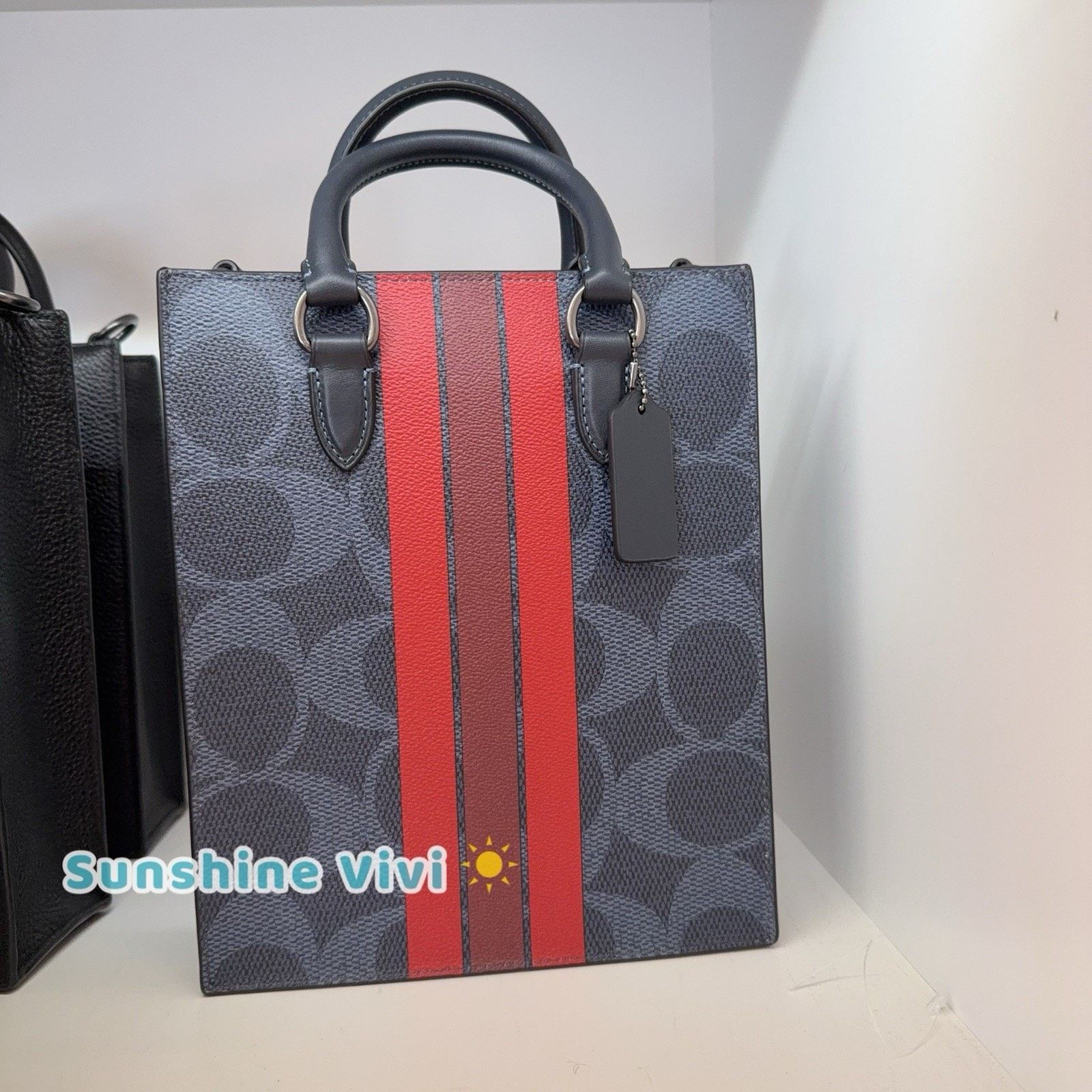 Coach NWT COACH Dylan Tote Bag Varsity Stripe CBI38 Midnight Navy Size ONE SIZE - 1 Thumbnail
