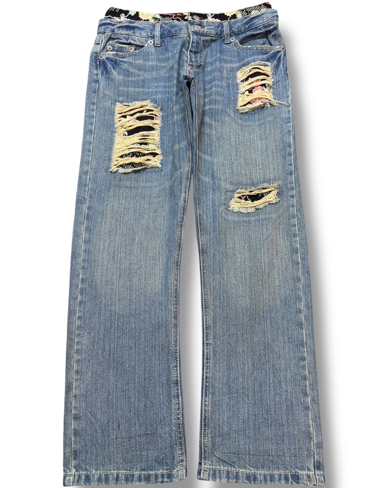 Hysteric Glamour Vintage Japanese Brand Double Waist Grunge Distressed Denim Size US 31 - 1 Thumbnail