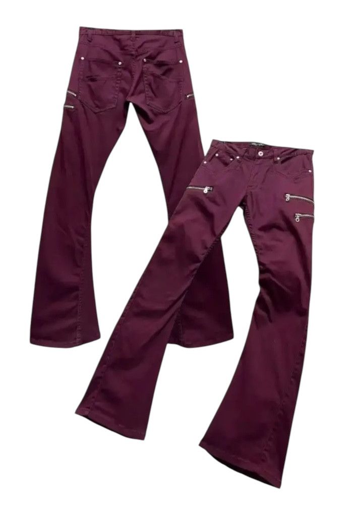 Japanese Brand BIKE+STAR Grunge Punk MultiZipper Stretch Skinny Flare Pants Size US 30 / EU 46 - 1 Thumbnail