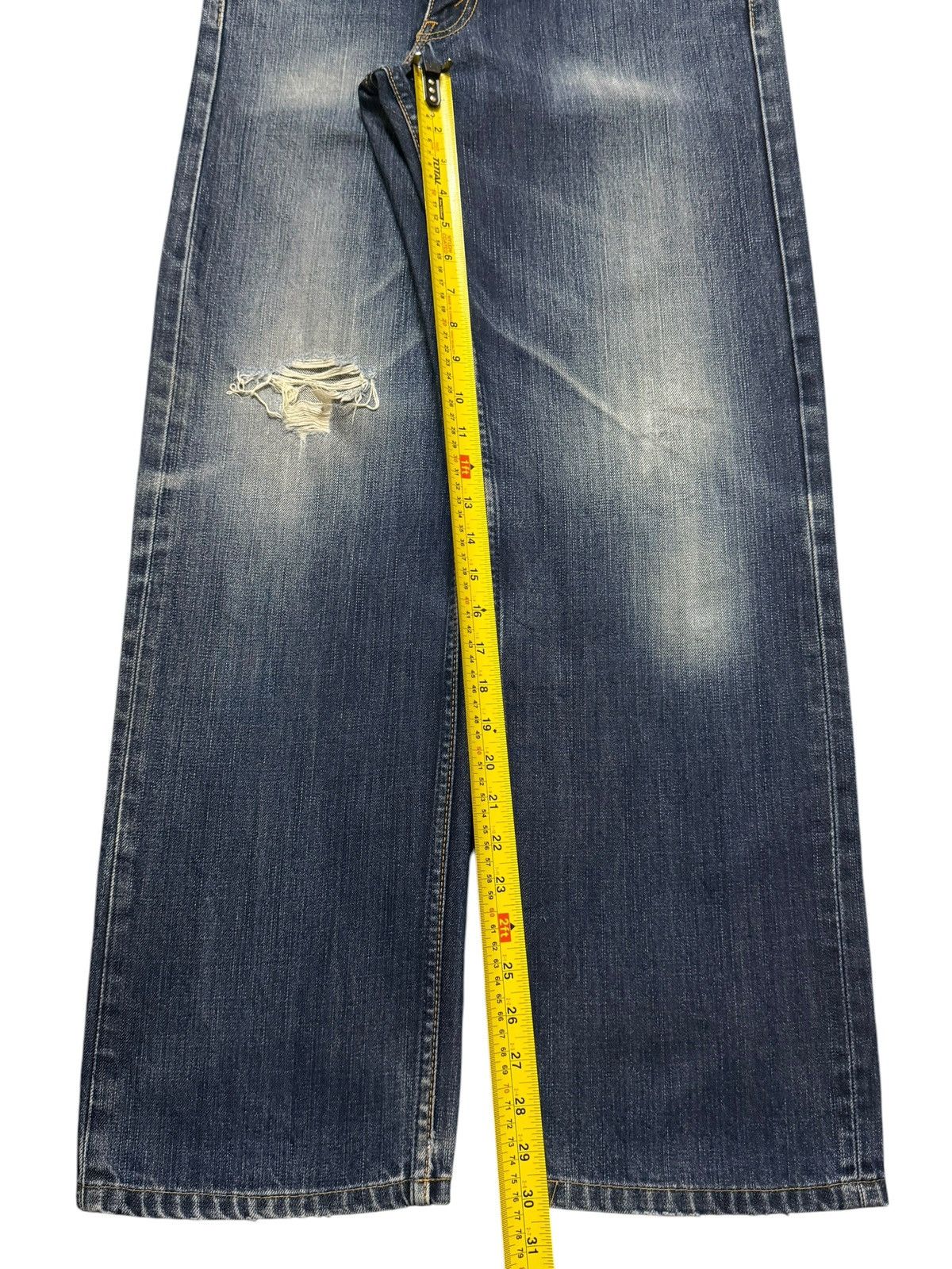Levi's Vintage Y2K Levis 703 Blue Faded Wash Distressed Wide Leg Size US 31 - 11 Thumbnail