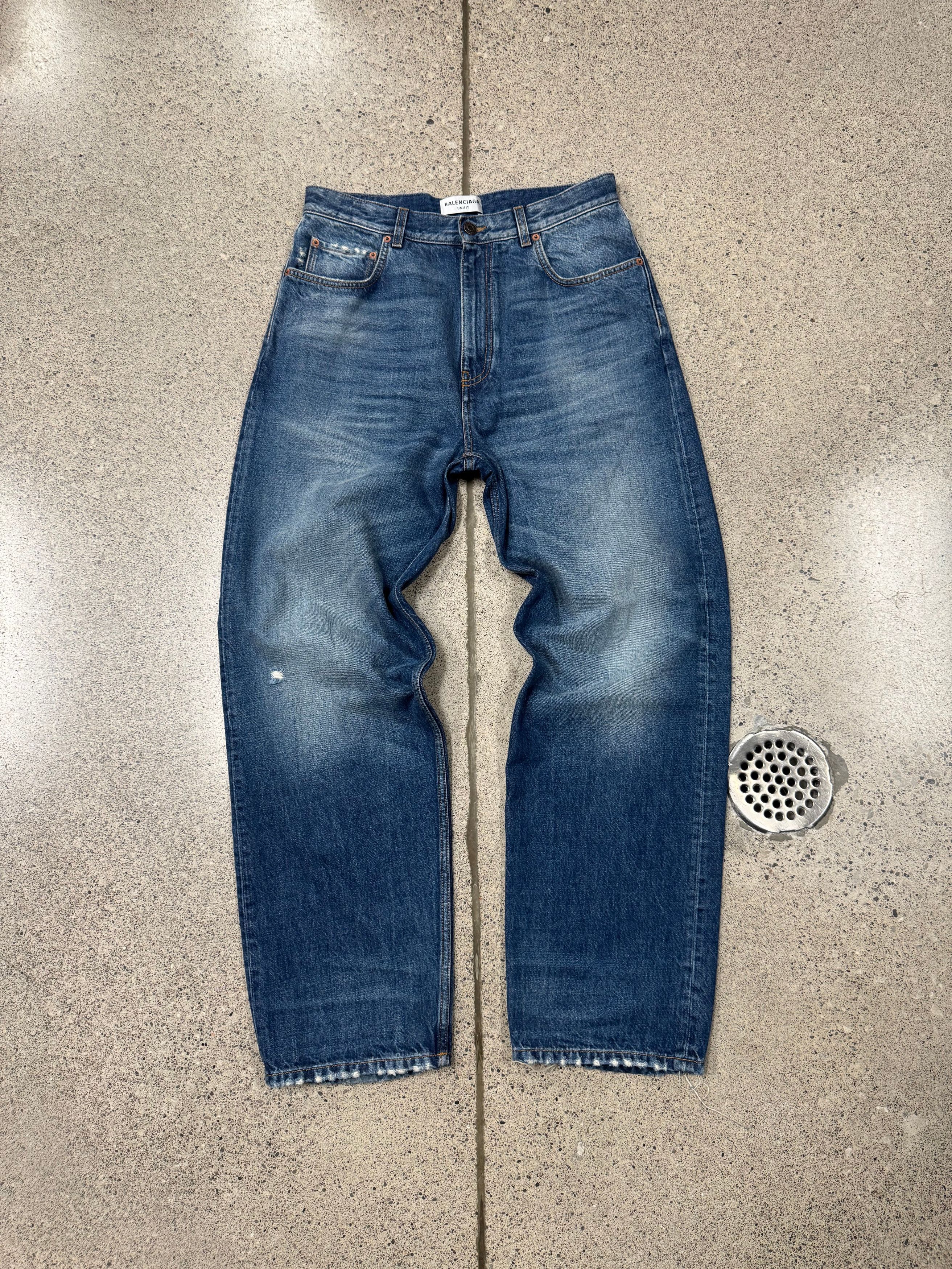 Balenciaga 2021 Balenciaga Blue Washed Heel Bite Denim Size US 28 / EU 44 - 3 Thumbnail
