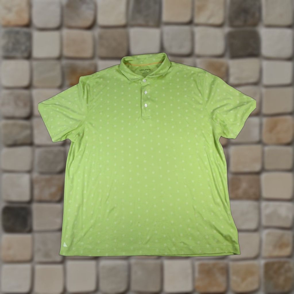 UNTUCKit UNTUCKit Polo Shirt Mens L Green White Golf Polo Shirt Mens L Green White Golf Size US L / EU 52-54 / 3 - 1 Thumbnail