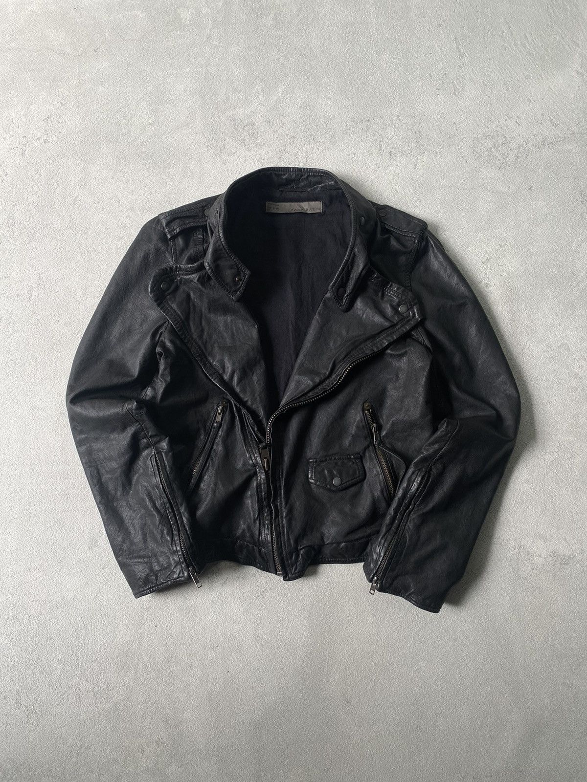 Zara asymmetrical leather biker jacket Size US L / EU 52-54 / 3 - 4 Thumbnail
