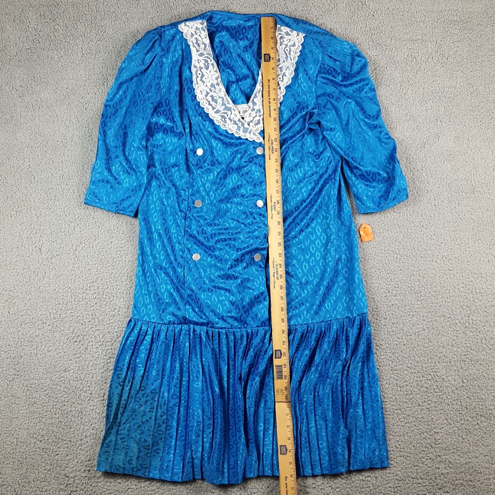 Vintage VINTAGE Vintage 80s Cocktail Art Deco Maxi Women's Size 18 Drop Waist Satin 70s Dress Blue Polyester Marla R Ltd Dress Size XXL / US 16-18 / IT 52-54 - 6 Thumbnail