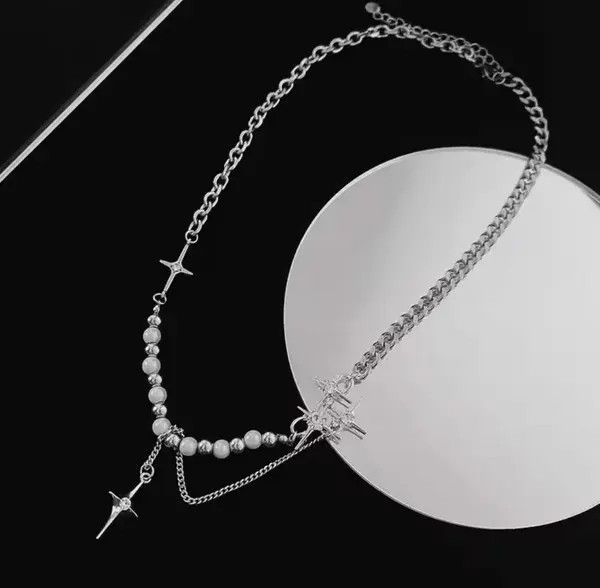Other Silver Chain Necklace with Beads and Spikes Size ONE SIZE - 3 Thumbnail