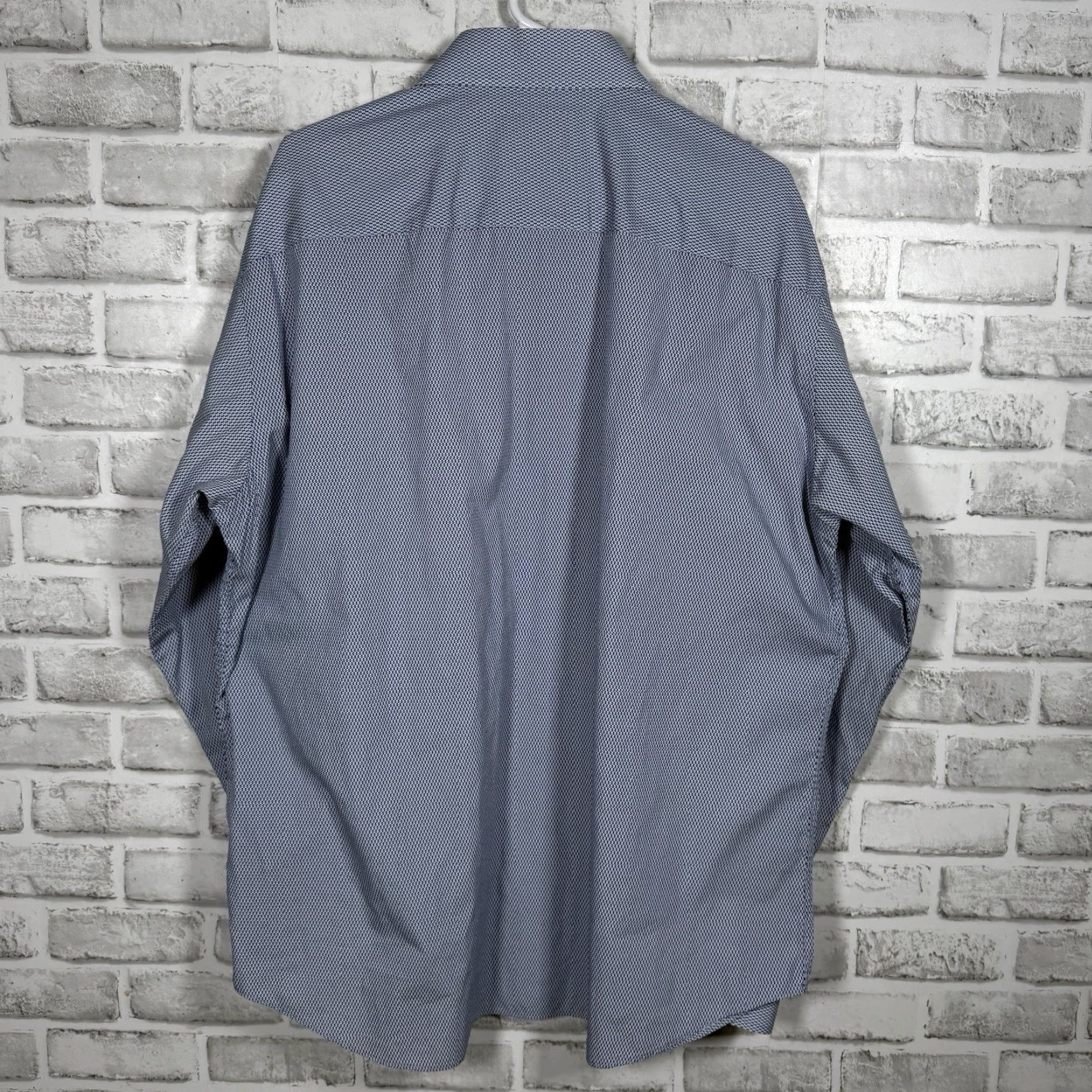 BUGATCHI Bugatchi Uomo Men’s XL Blue Micro Print Long Sleeve Button-Up Shirt Size US XL / EU 56 / 4 - 4 Thumbnail