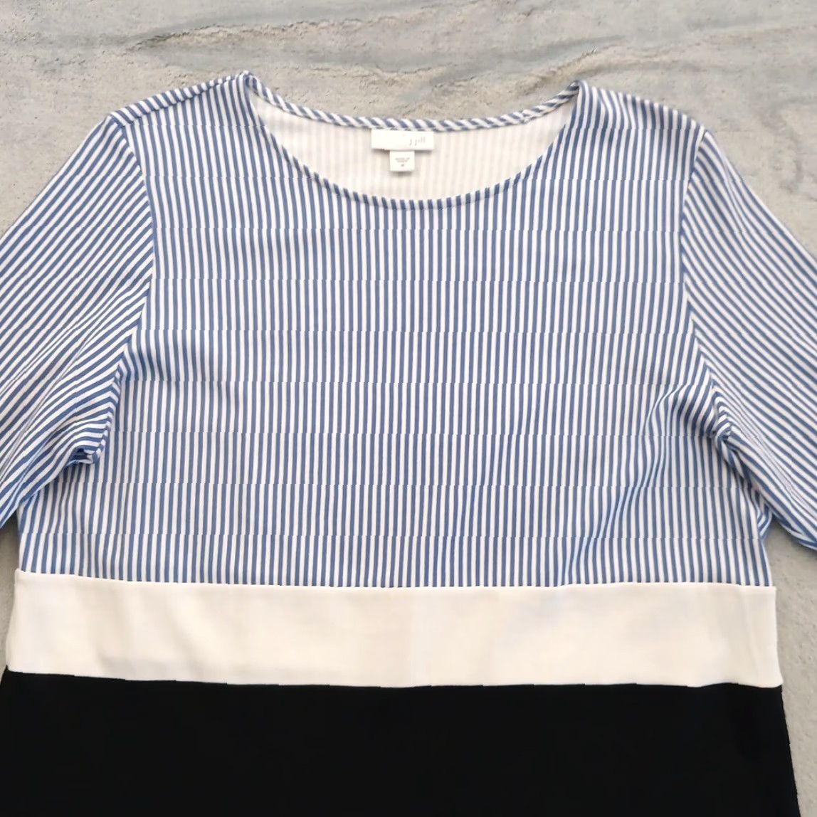 J. Jill J.Jill Shift Dress M Short Blue Striped 3/4 Sleeve Pullover Cotton Blend Women’s Size M / US 6-8 / IT 42-44 - 2 Thumbnail