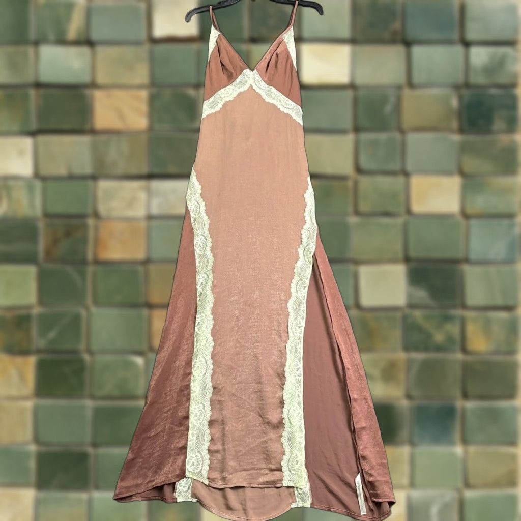 free people brown slip dress Emmers Linen Midi Dress by free-est at Free People in Tan, Size: S main image 1