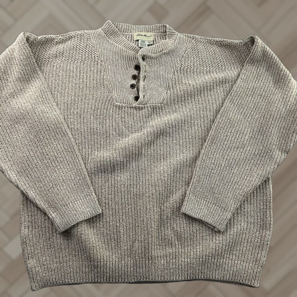 Eddie Bauer Eddie Bauer Heavy Cotton Knit Fisherman's Pullover Sweater Men's L Brown Knit Pullover Cotton Fisherman Sweater Mens L Size US L / EU 52-54 / 3 - 1 Thumbnail