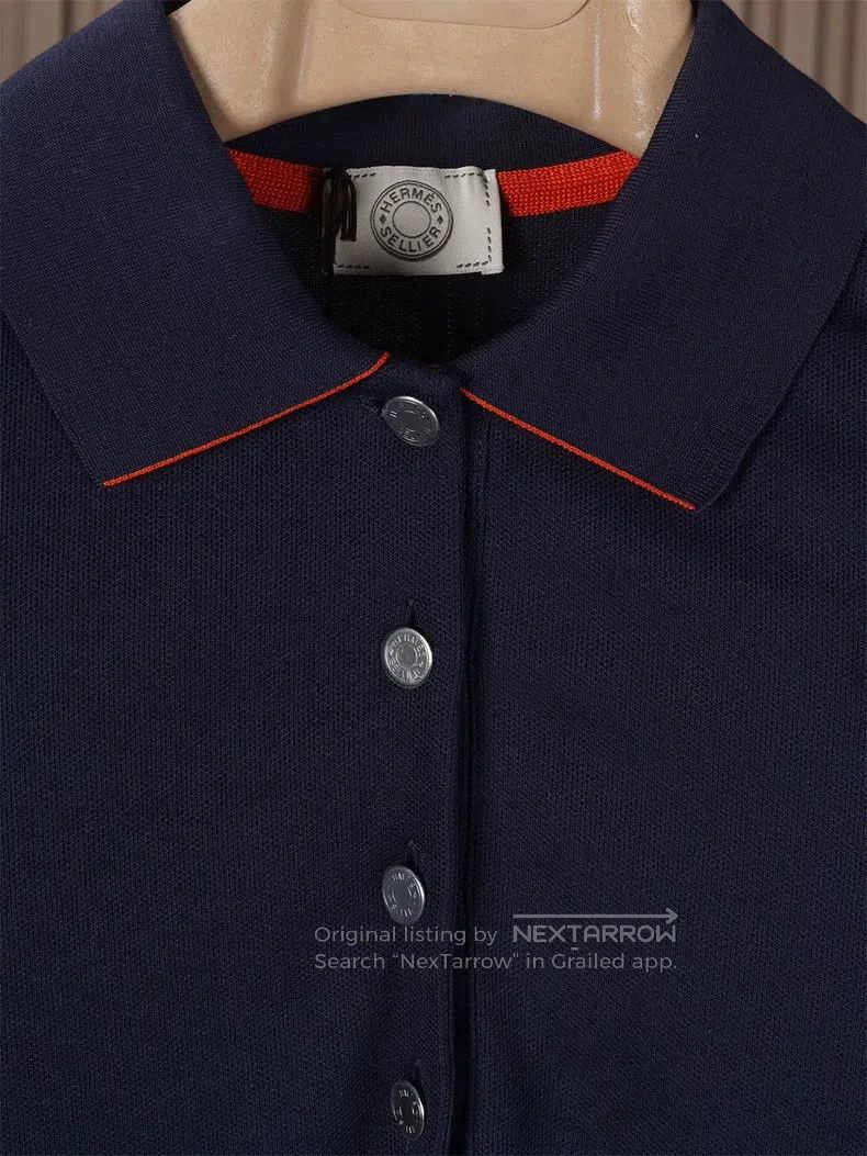 Hermes Hermes Navy Short Sleeve Polo Size US L / EU 52-54 / 3 - 2 Thumbnail