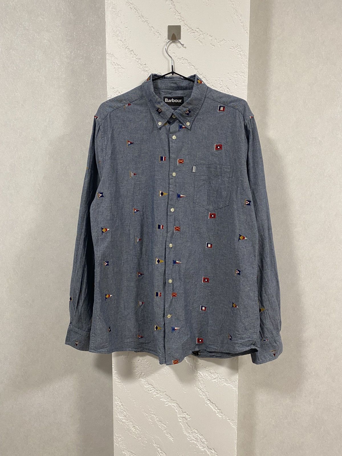 Barbour Barbour Chambray Oxford Embroidered Flag Button Shirt Size US L / EU 52-54 / 3 - 1 Thumbnail